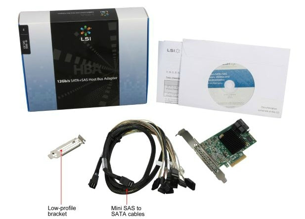 Avago LSI00345 / LSI SAS 9300-8i KIT 12Gb/S SAS HBA 8-Ports Int SFF-8643 PCIe 3.0, w/SW & CBL