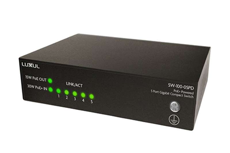Luxul 5 Port Unmanaged PoE+ Switch With POE Passthrough