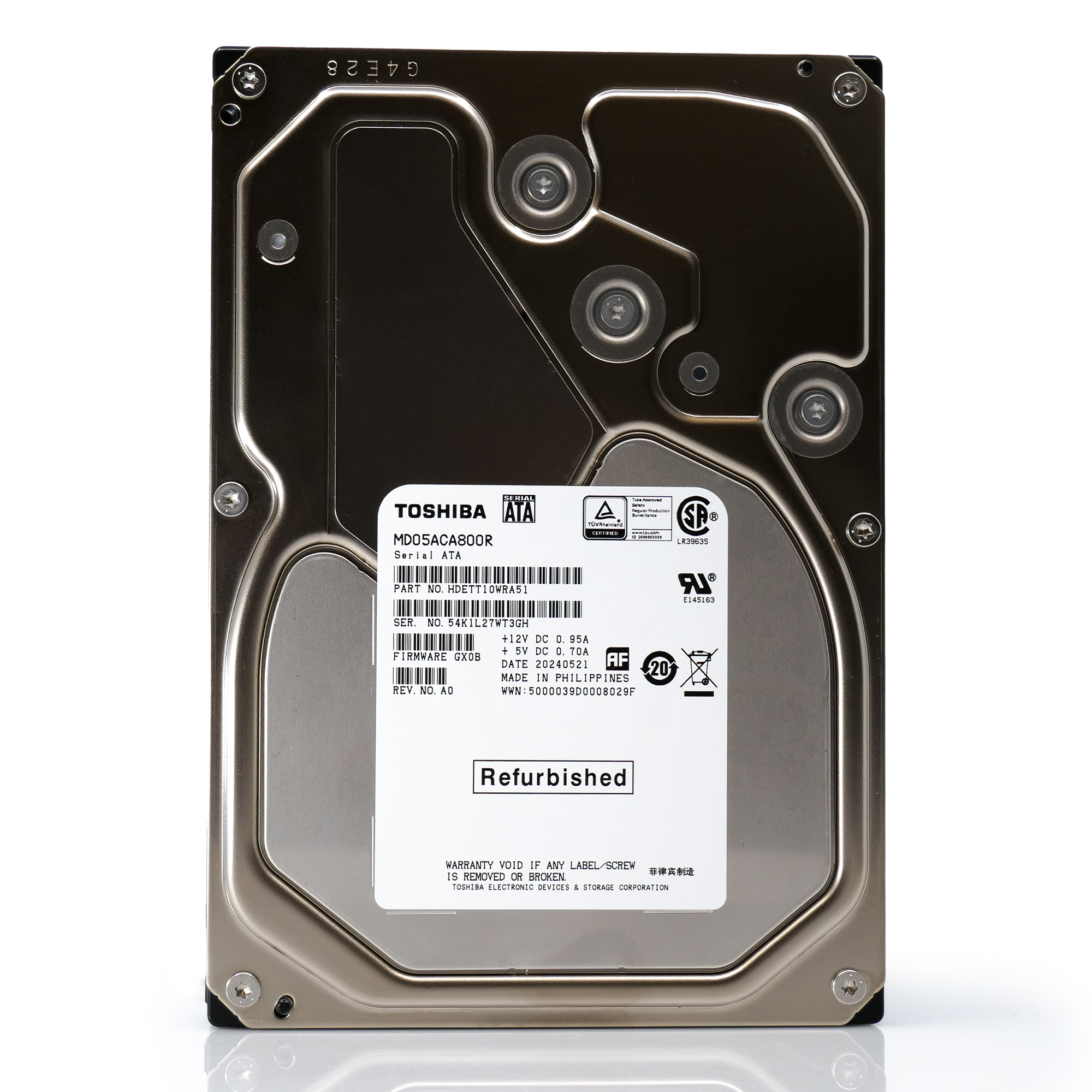 Toshiba MD05 MD05ACA800R 8TB 7.2K RPM SATA 6Gb/s Desktop 3.5in Recertified Hard Drive