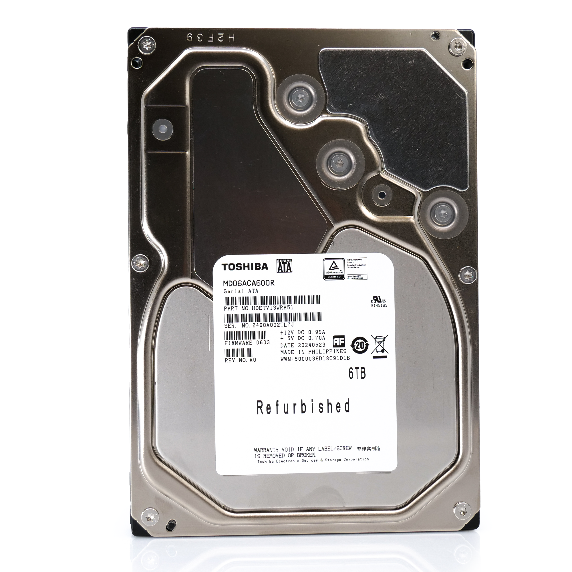 Toshiba MD06 MD06ACA600R 6TB 7.2K RPM SATA 6Gb/s Desktop 3.5in Recertified Hard Drive