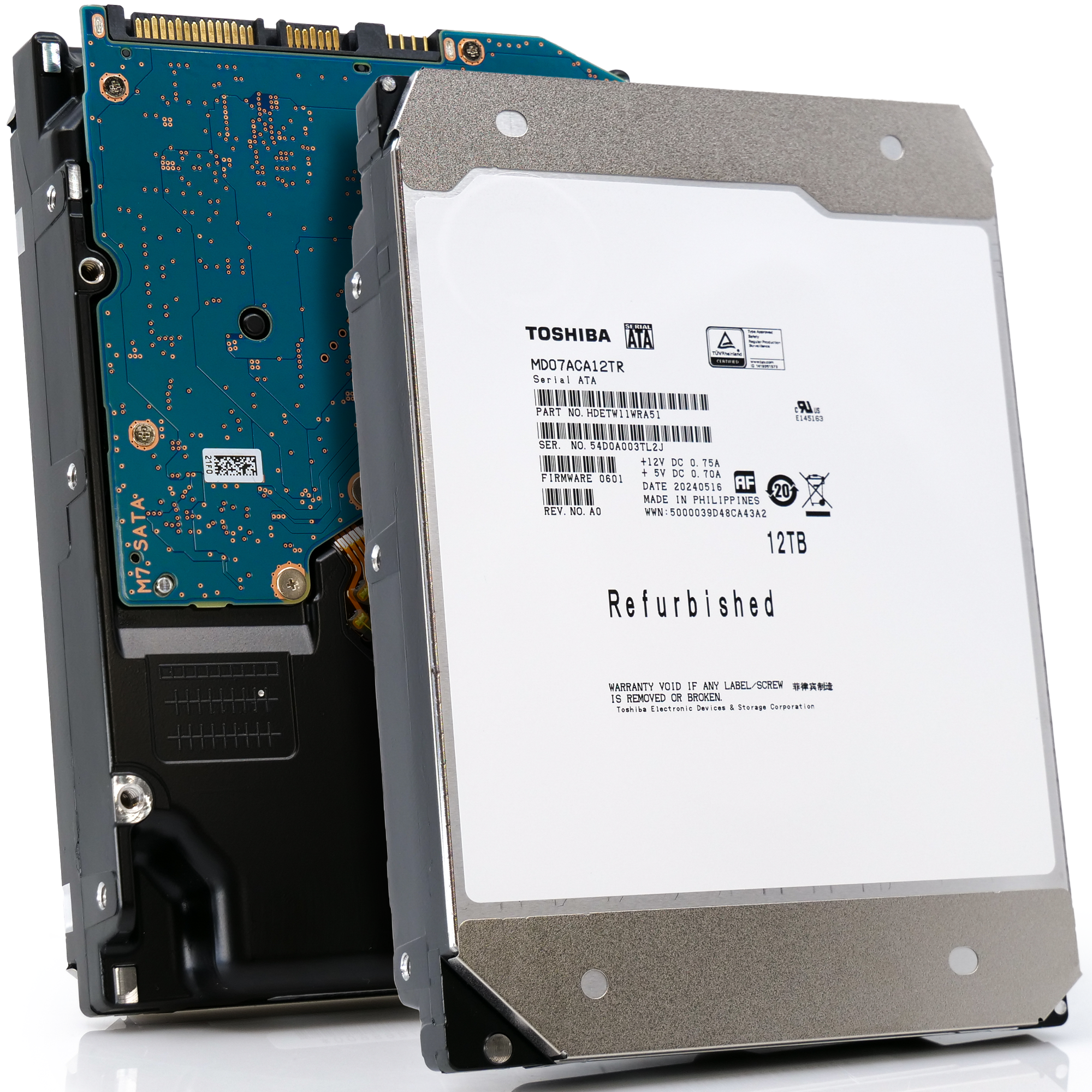 Toshiba MD07 MD07ACA12TR 12TB 7.2K RPM SATA 6Gb/s 512e Desktop 3.5in Recertified Hard Drive