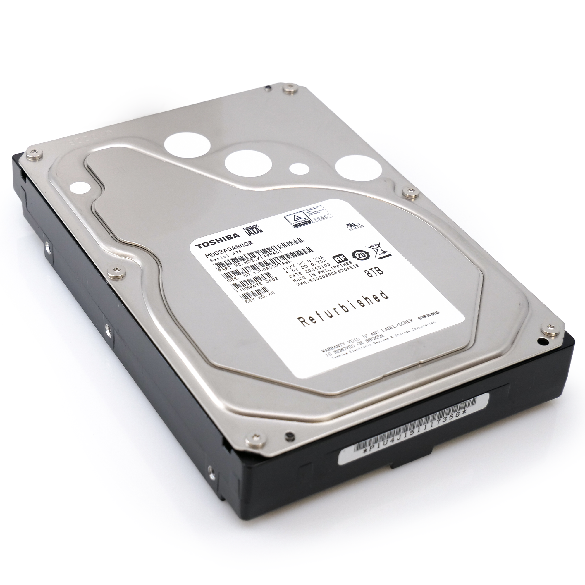 Toshiba MD08 MD08ADA800R 8TB 7.2K RPM SATA 6Gb/s 512e Desktop 3.5in Recertified Hard Drive