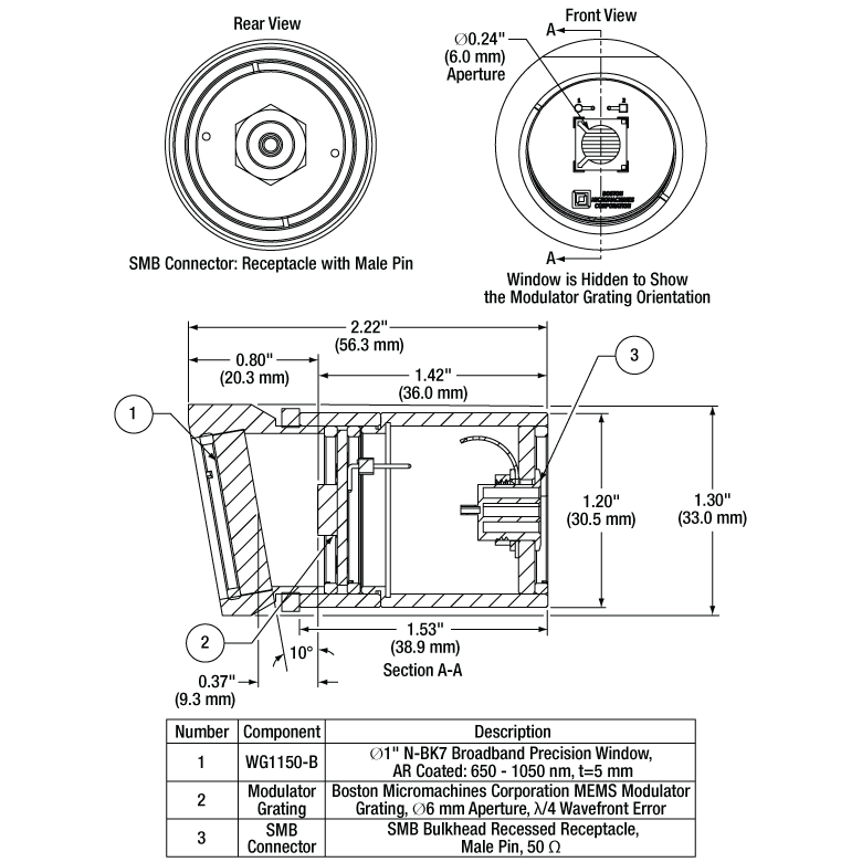 T-MGR6N - MEMS Grating Modulator, 600 - 1100 nm, Ø6 mm Clear Aperture