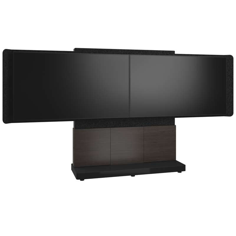 Middle Atlantic Forum Free-Standing 66" (3 Bay) Display Stand for (2) 66" to 75" Display, Dark Finish