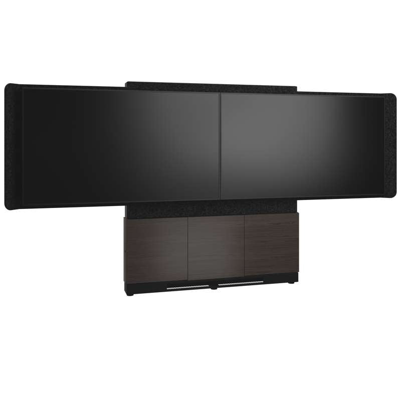 Middle Atlantic Forum Floor-to-Wall Mounted 66" (3 Bay) Display Stand for (2) 66" to 75" Display, Dark Finish