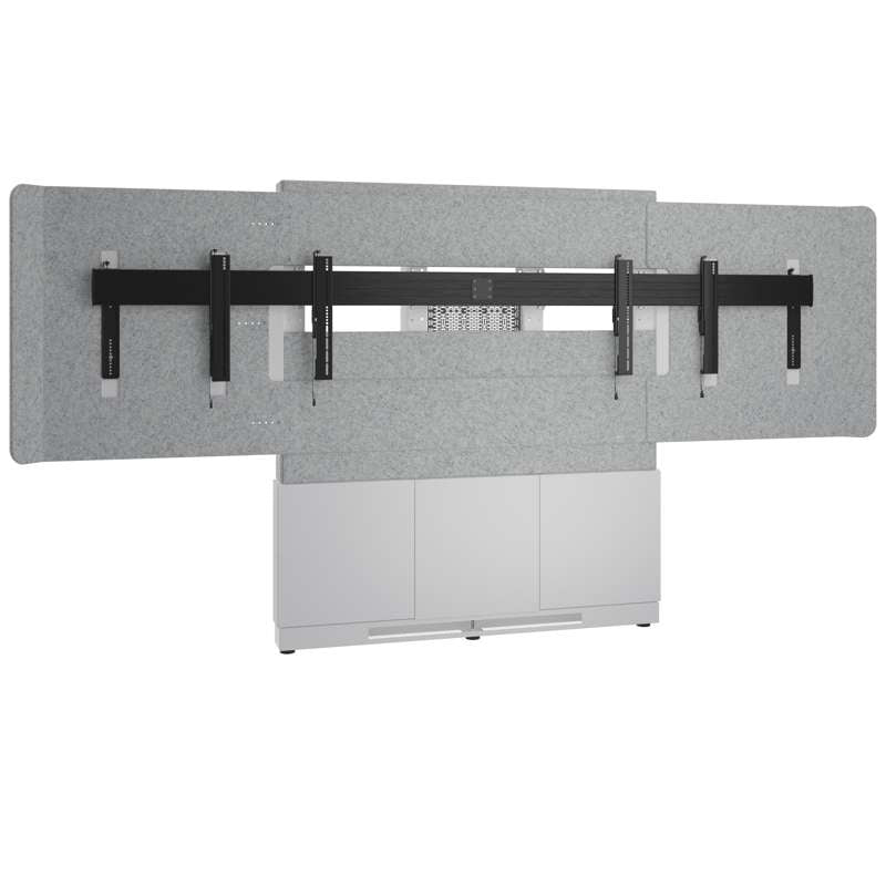 Middle Atlantic Forum Floor-to-Wall Mounted 66" (3 Bay) Display Stand for (2) 66" to 75" Display, Light Finish