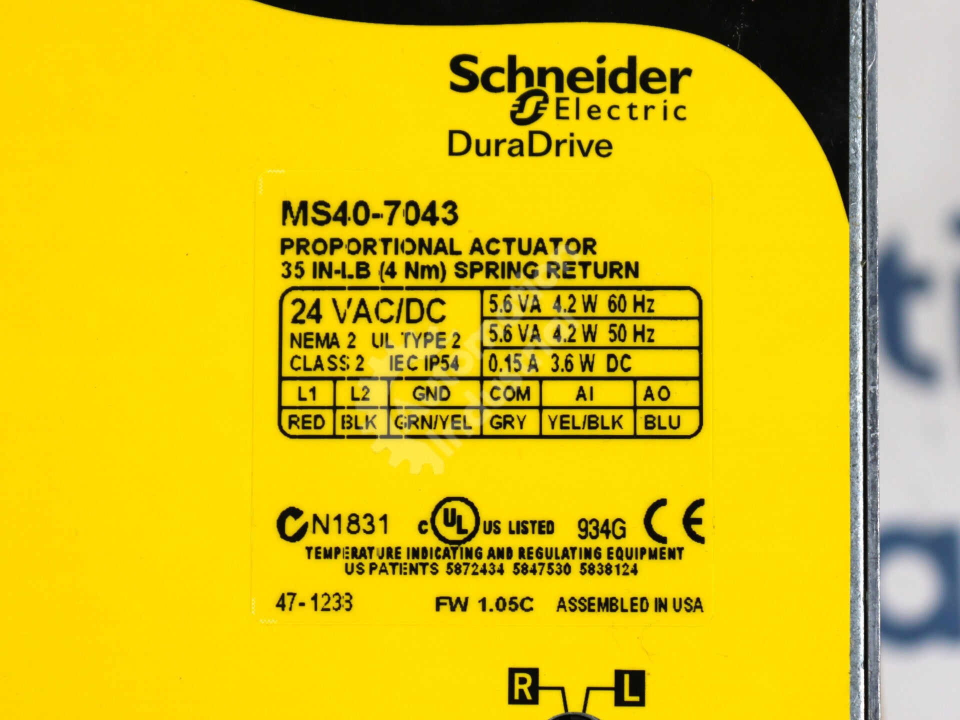 MS40-7043 By Schneider Electric 4Nm Spring Return Proportional Actuator NSFP