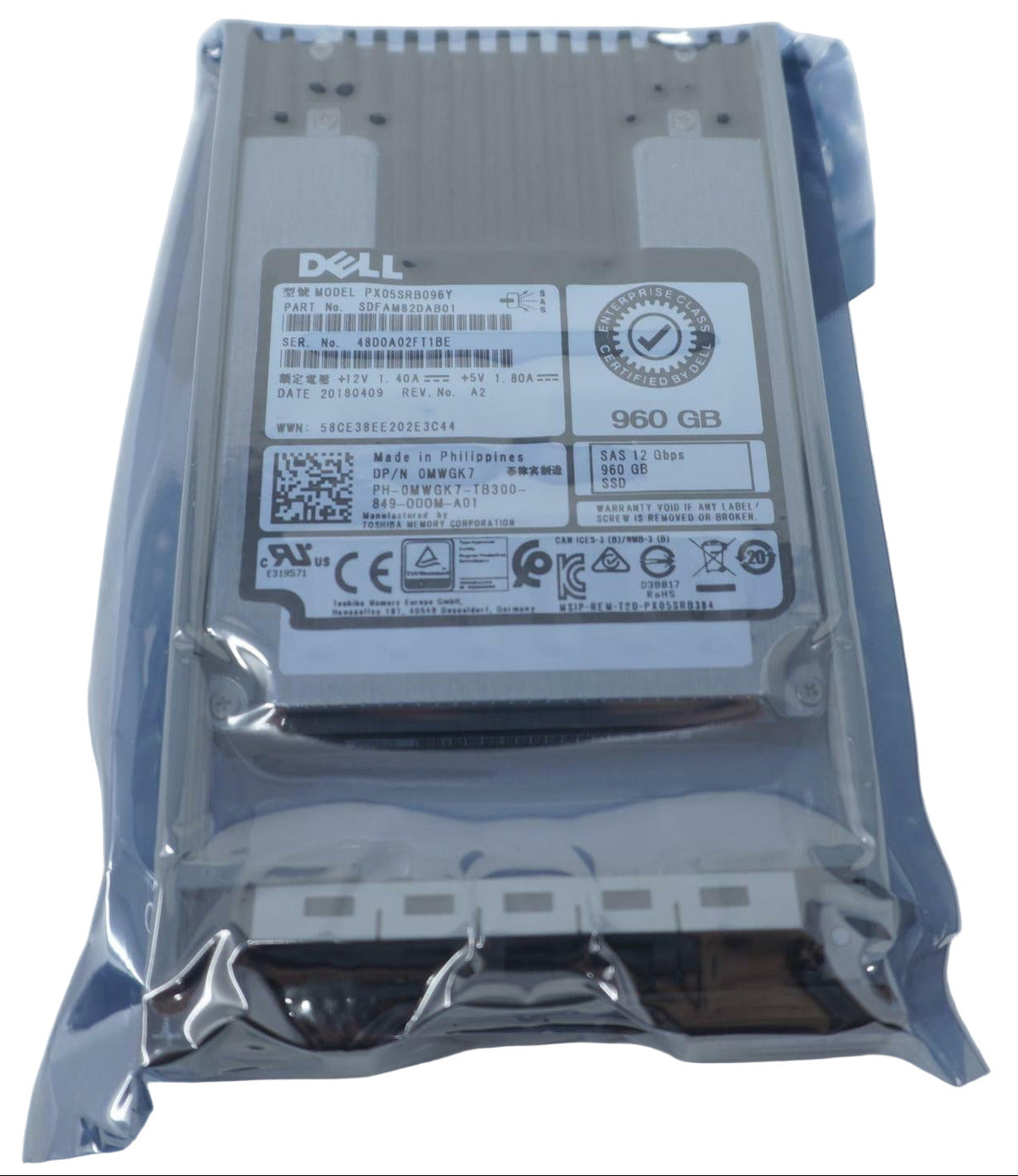 MWGK7 Dell 960GB 2.5" SAS 12G MLC RI SSD PX05SRB096Y SDFAM82DAB01