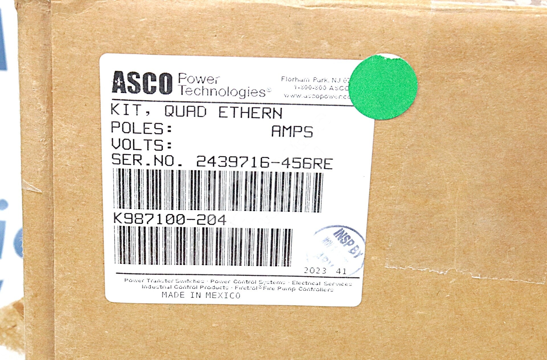 987100-204 By ASCO Power Technologies Transfer Switch Quad-Ethernet Module NSFP