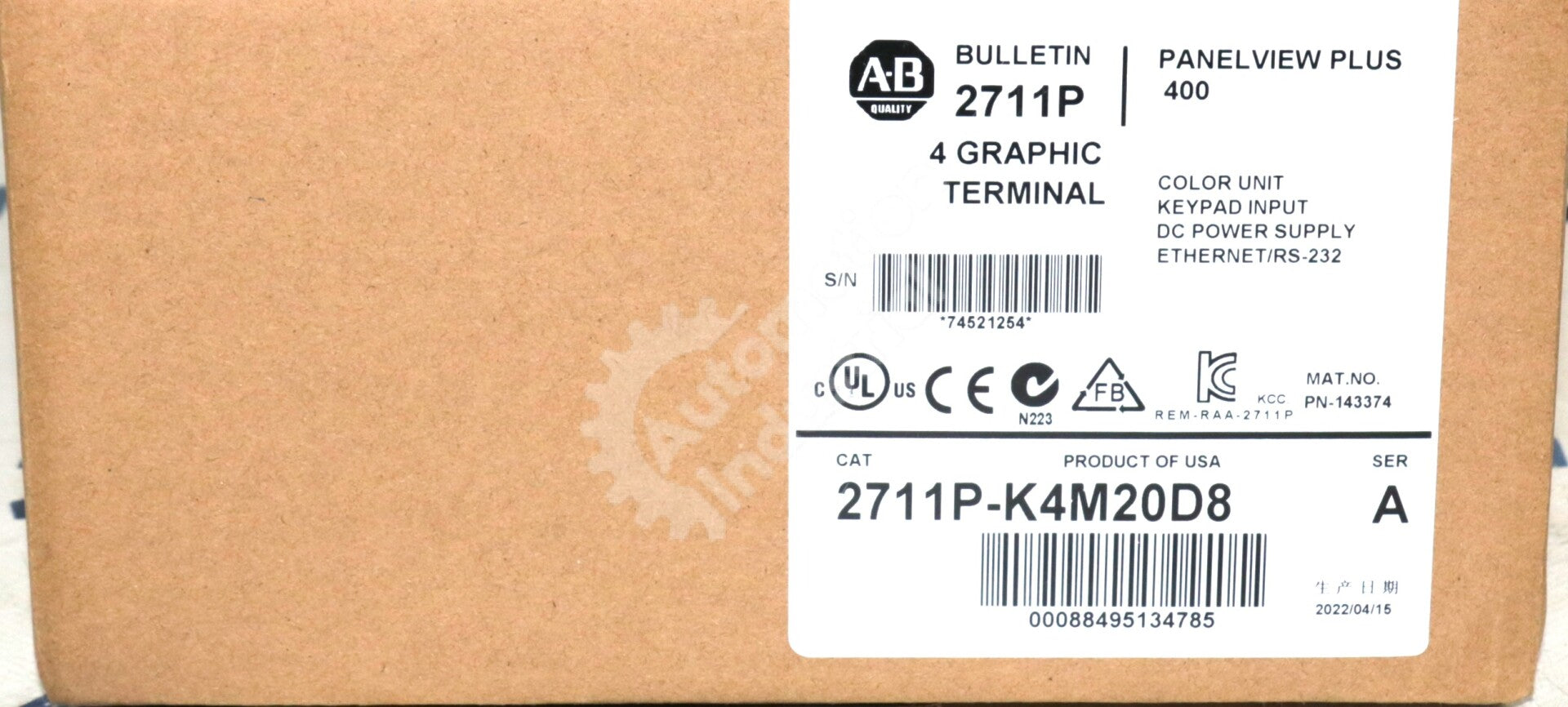 2711P-K4M20D8 By Allen Bradley 4In 24VDC Graphic Terminal Color Unit NSFP