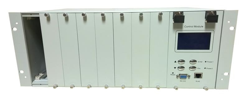 OLPS-4RM-DD Optical Line Protection System 8 slot chassis with dual power and network management options, rack 19", 4RU
