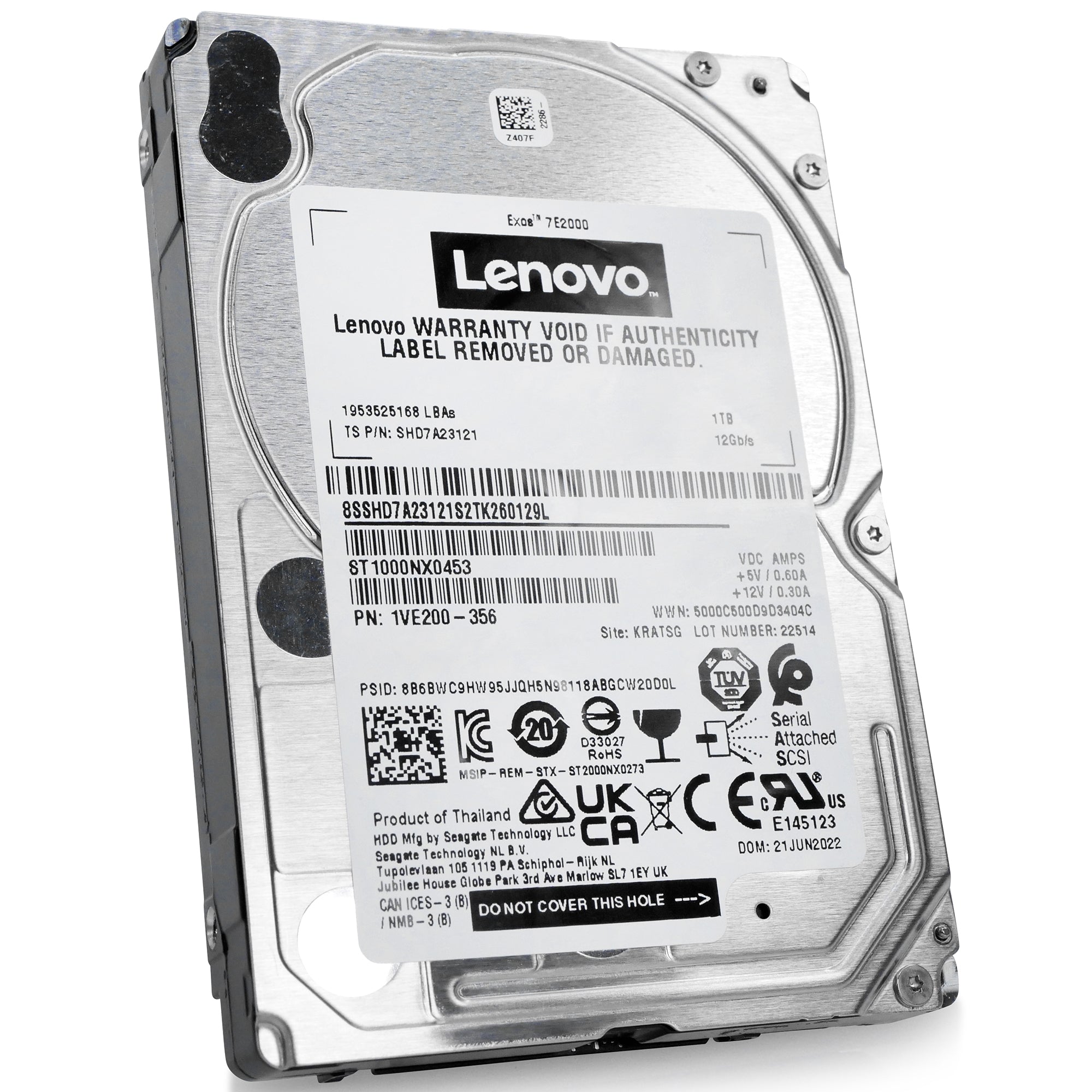 Seagate Exos 7E2000 ST1000NX0453 1TB 7.2K RPM SAS 12Gb/s 512n 2.5in Hard Drive