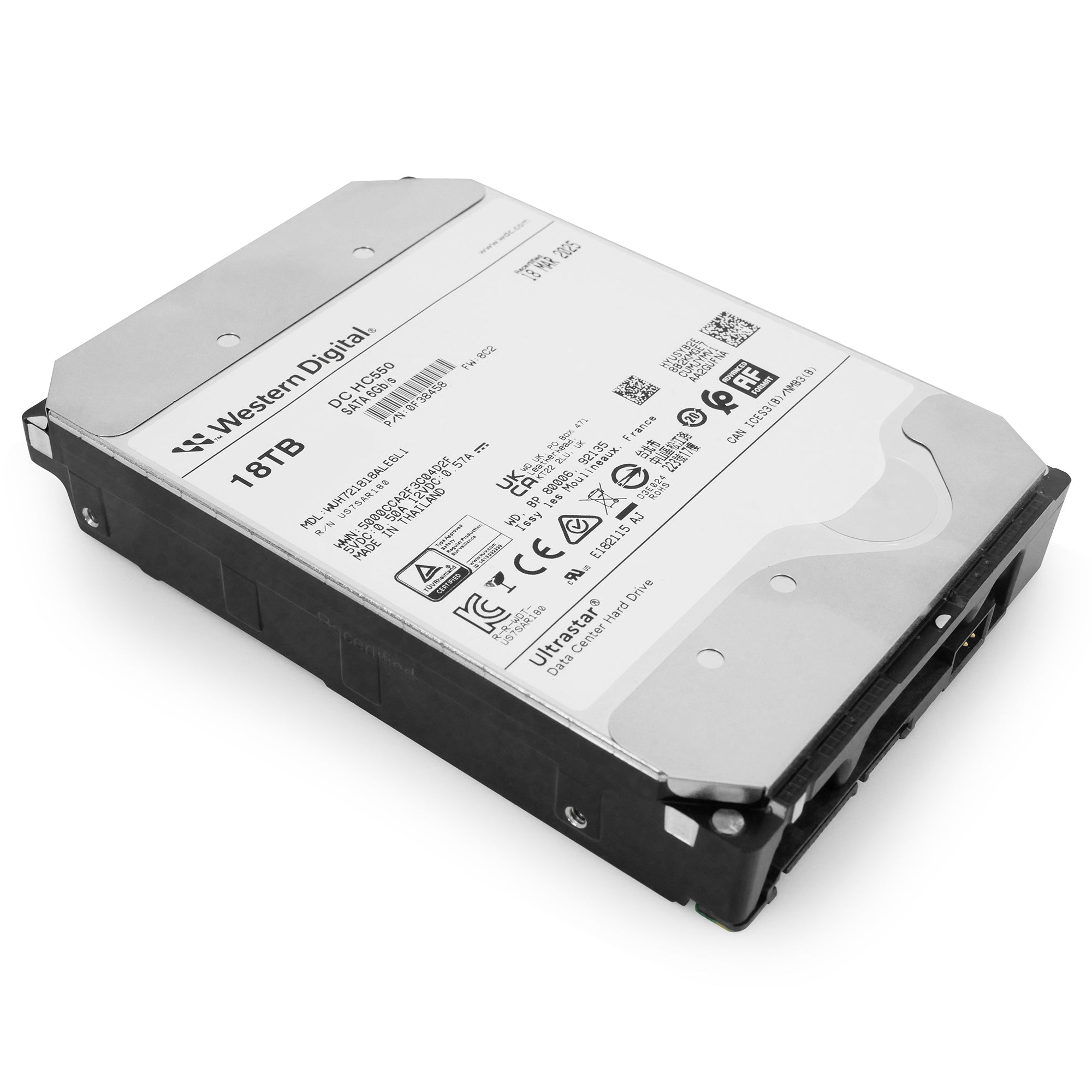 Western Digital Ultrastar DC HC550 WUH721818ALE6L1 0F38458 18TB 7.2K RPM SATA 6Gb/s 512e SED TCG-Enterprise 3.5in Refurbished HDD