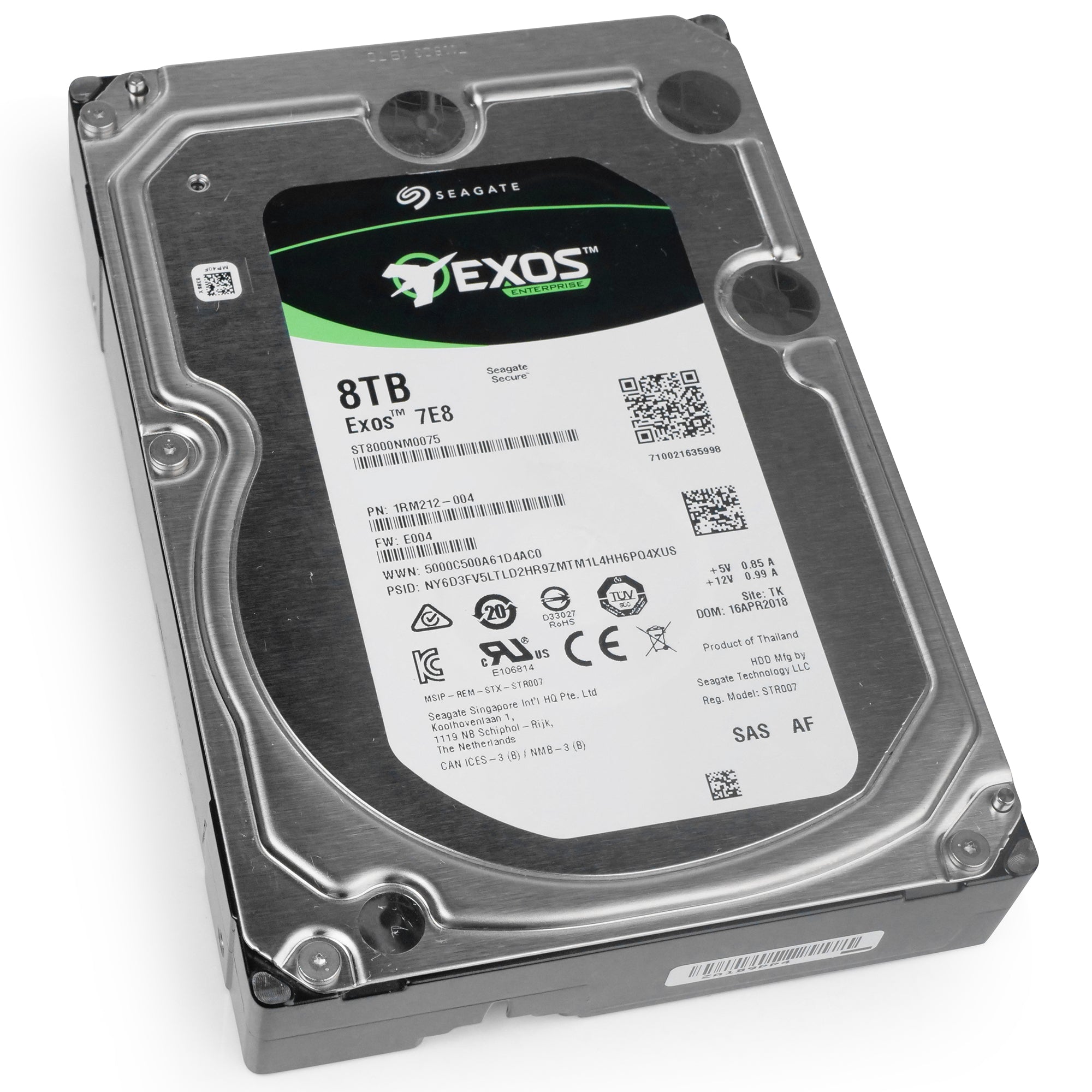 Seagate Exos 7E8 ST8000NM0075 8TB 7.2K RPM SAS 12Gb/s 256MB 3.5" Refurbished HDD