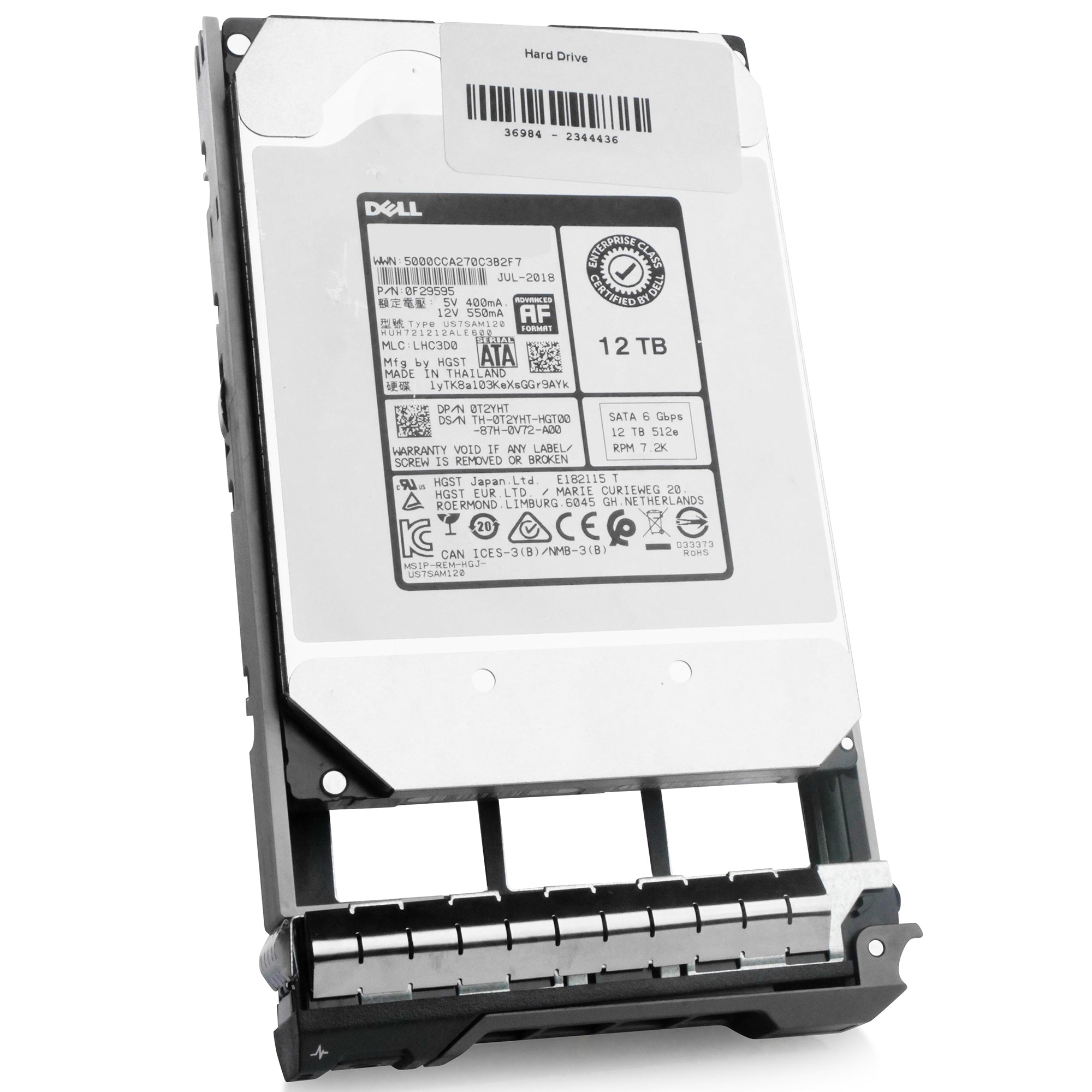 Dell G13 0T2YHT 12TB 7.2K RPM SATA 6Gb/s 512e 3.5in Refurbished HDD