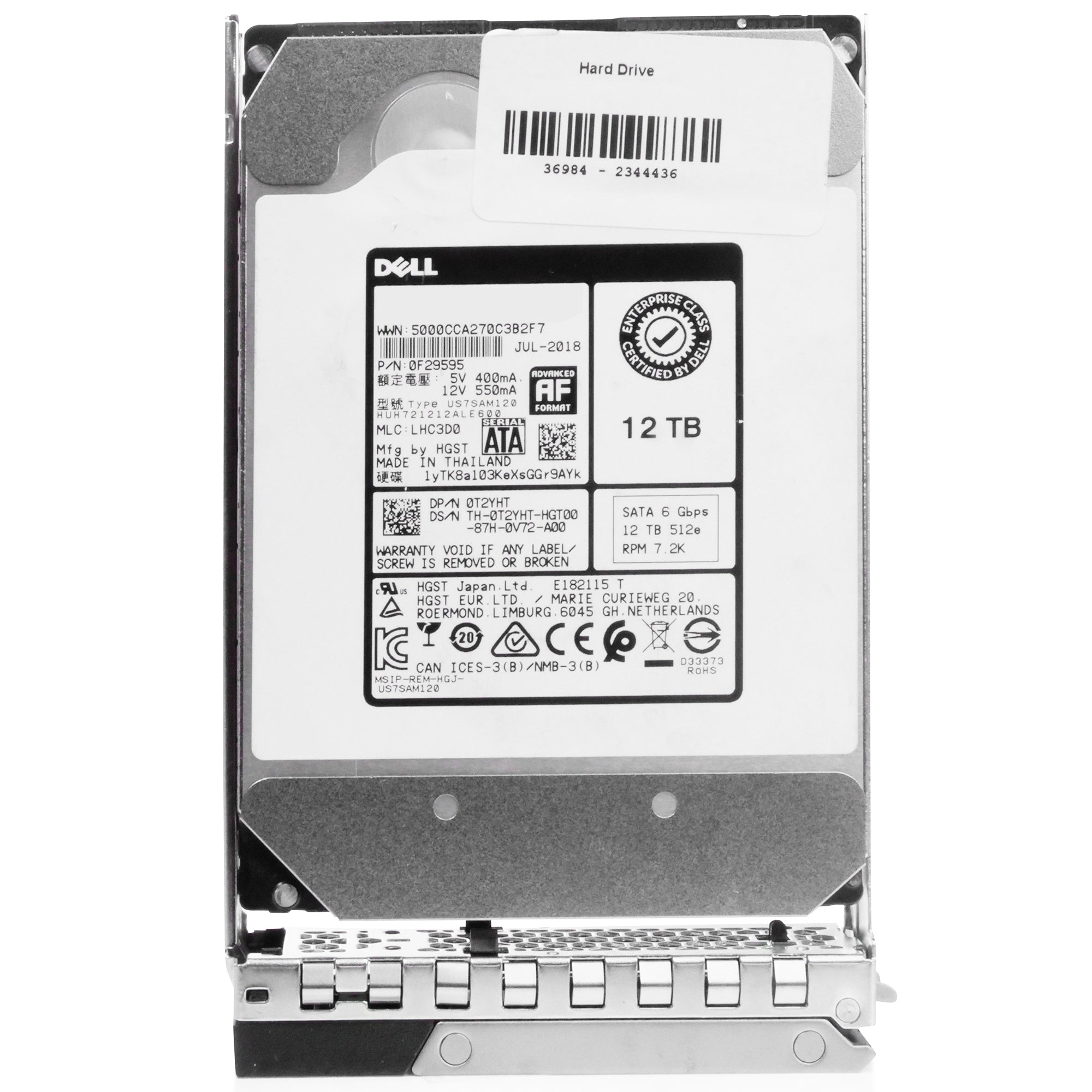 Dell G14 0T2YHT 12TB 7.2K RPM SATA 6Gb/s 512e 3.5in Refurbished HDD