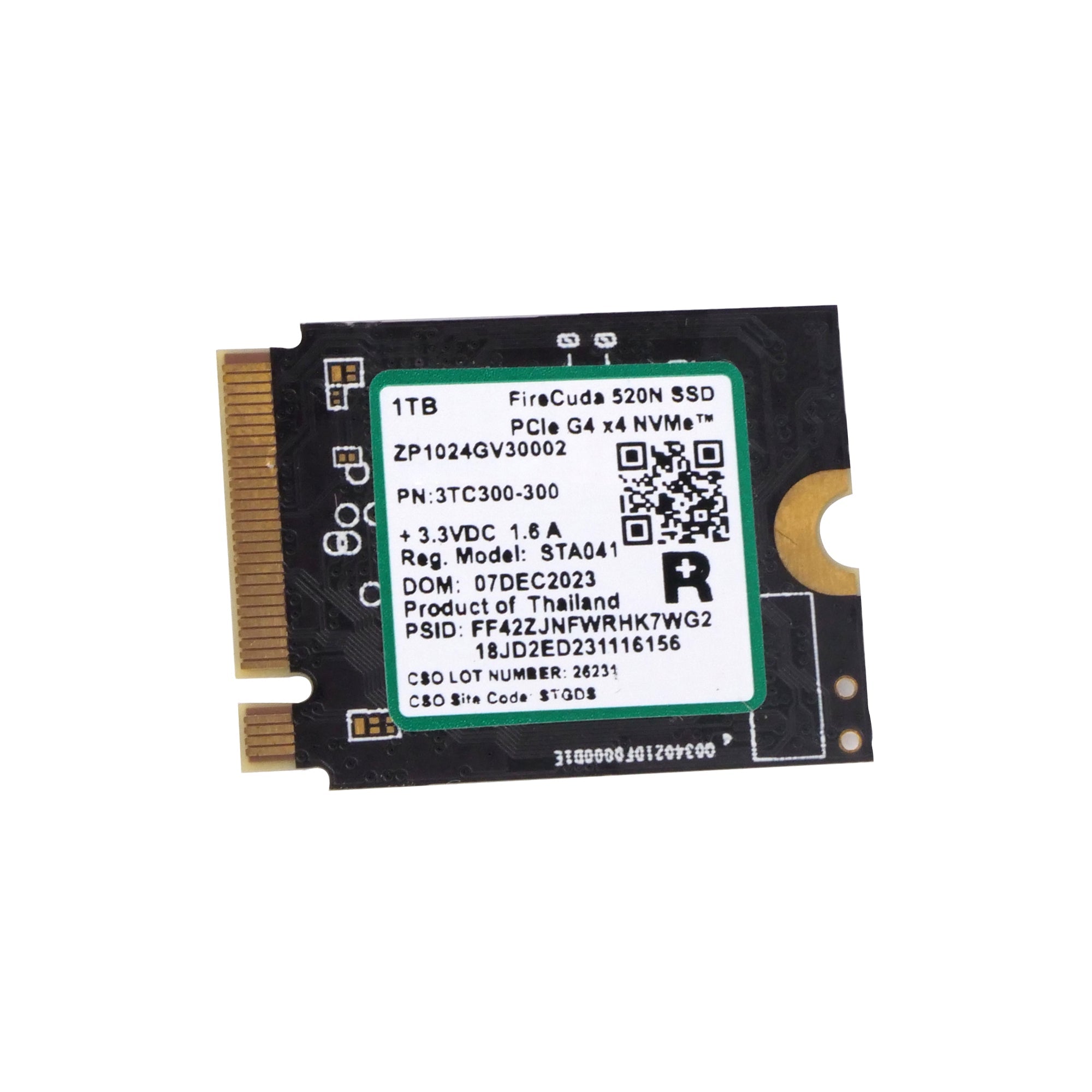 Seagate FireCuda 520N ZP1024GV30002 1TB PCIe Gen 4 ×4 NVMe 1.4 8GB/s M.2 2230 Recertified SSD