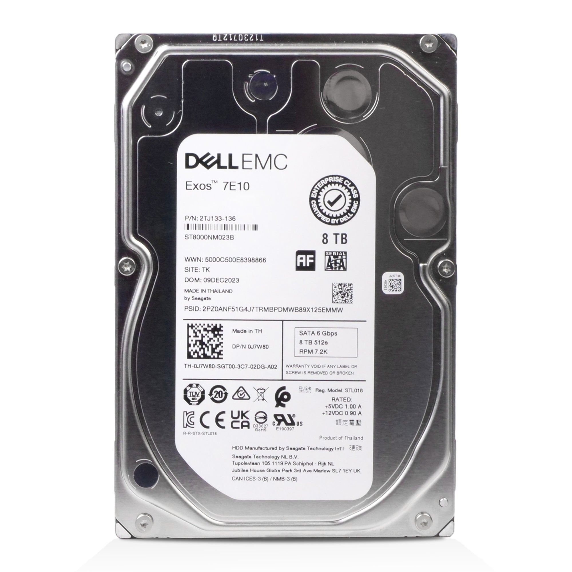 Dell/Seagate Exos 7E10 ST8000NM023B 8TB 7.2K RPM SATA 6Gb/s 512e 256MB 3.5in HDD
