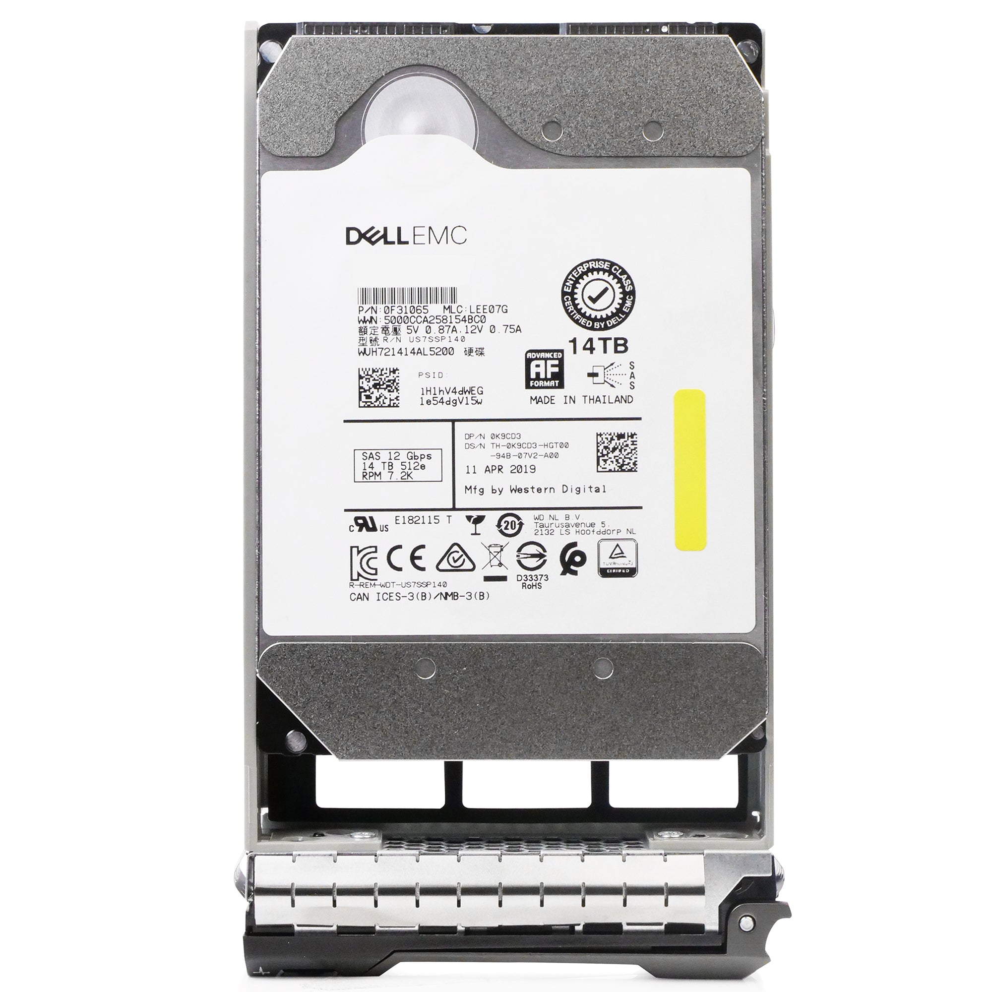 Dell G13 0K9CD3 14TB 7.2K RPM SAS 12Gb/s 512e 512MB 3.5in HDD