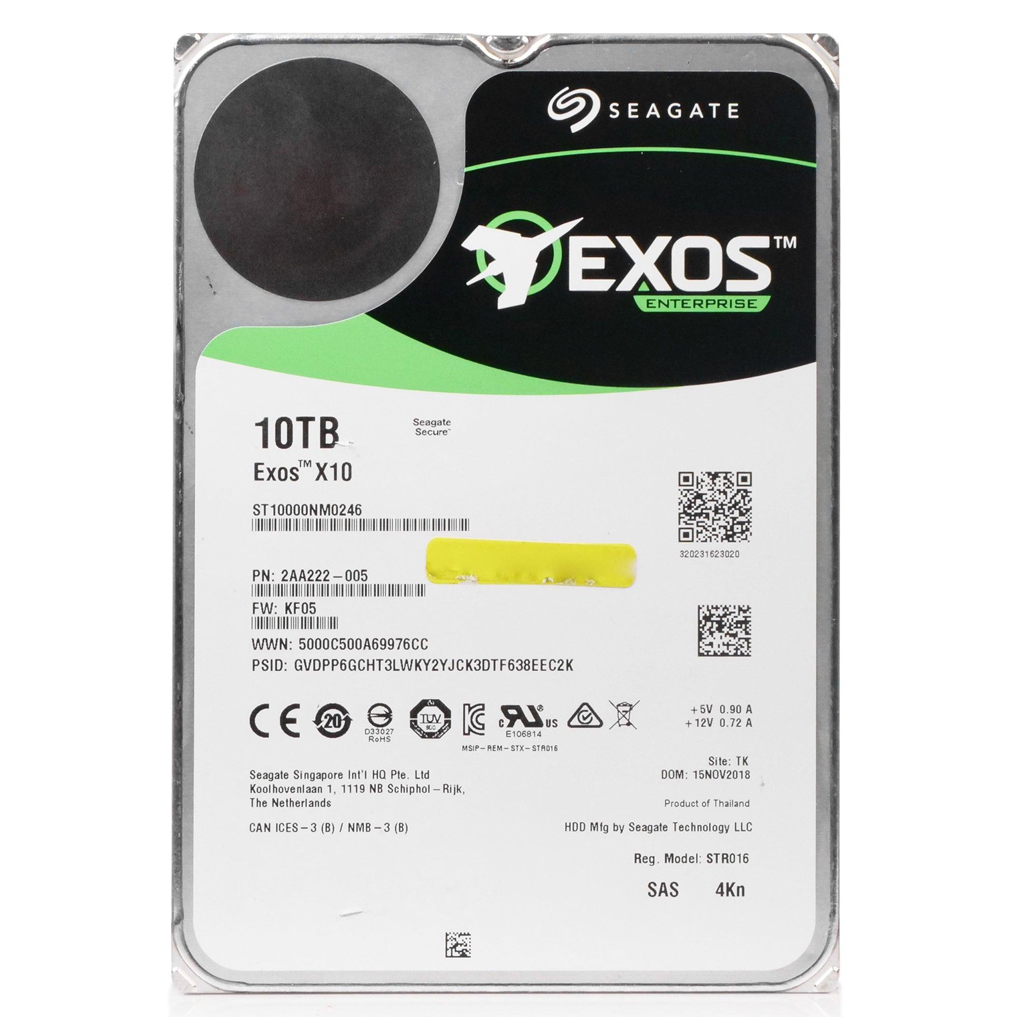 Seagate Exos X10 ST10000NM0246 10TB 7.2K RPM SAS 12Gb/s 4Kn 256MB 3.5" SED-FIPS Hard Drive