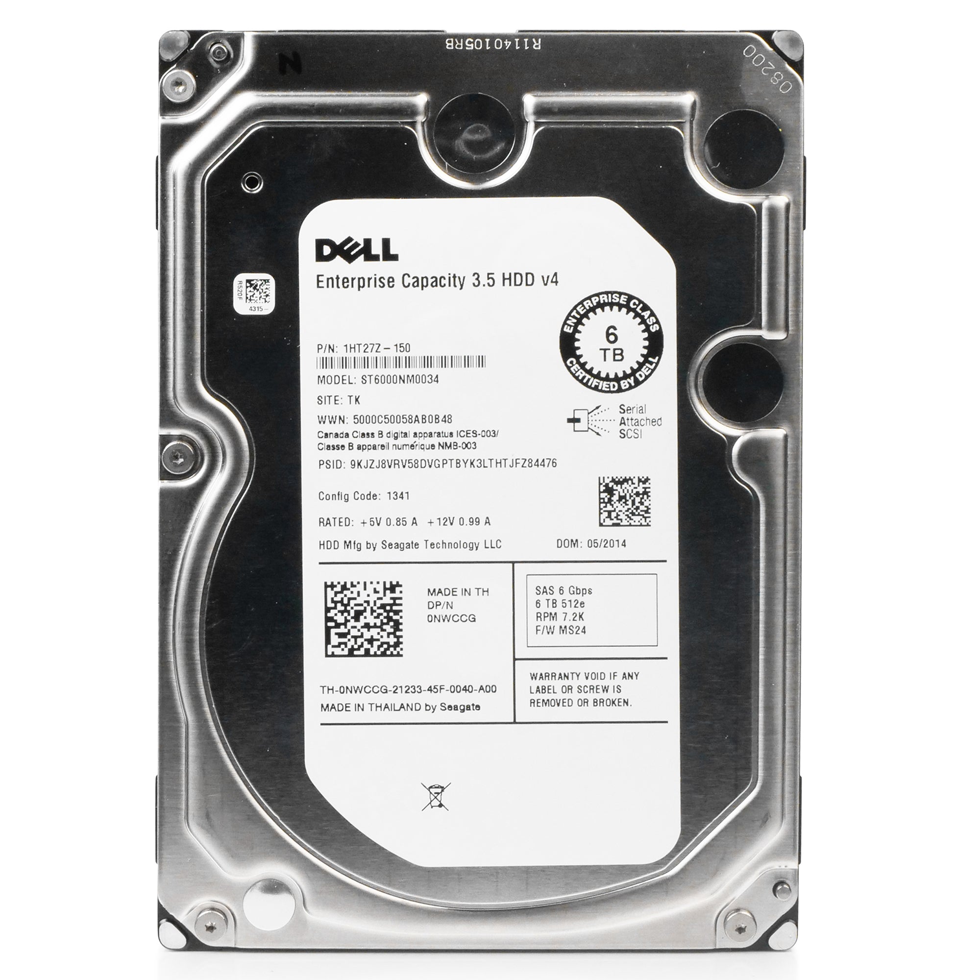 Dell/Seagate V4 ST6000NM0034 6TB 7.2K RPM SAS 6Gb/s 512e 128 MB 3.5in HDD