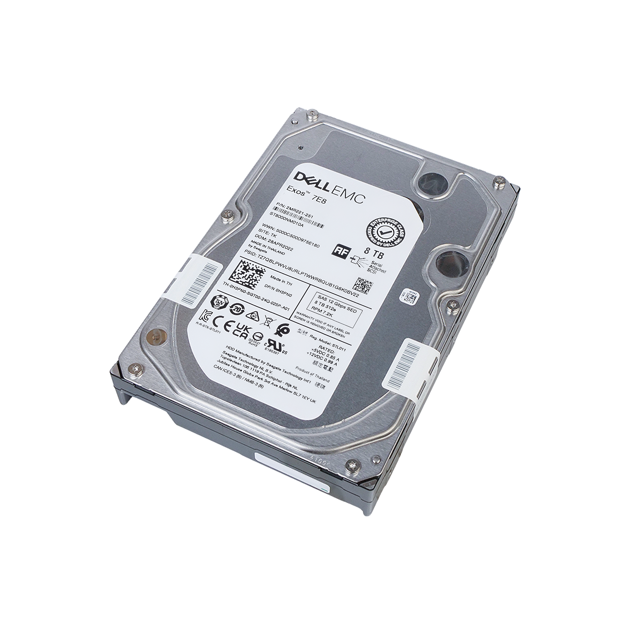 Dell/Seagate Exos 7E8 ST8000NM010A 8TB 7.2K RPM SAS 12Gb/s 512e 256MB 3.5in Refurbished HDD