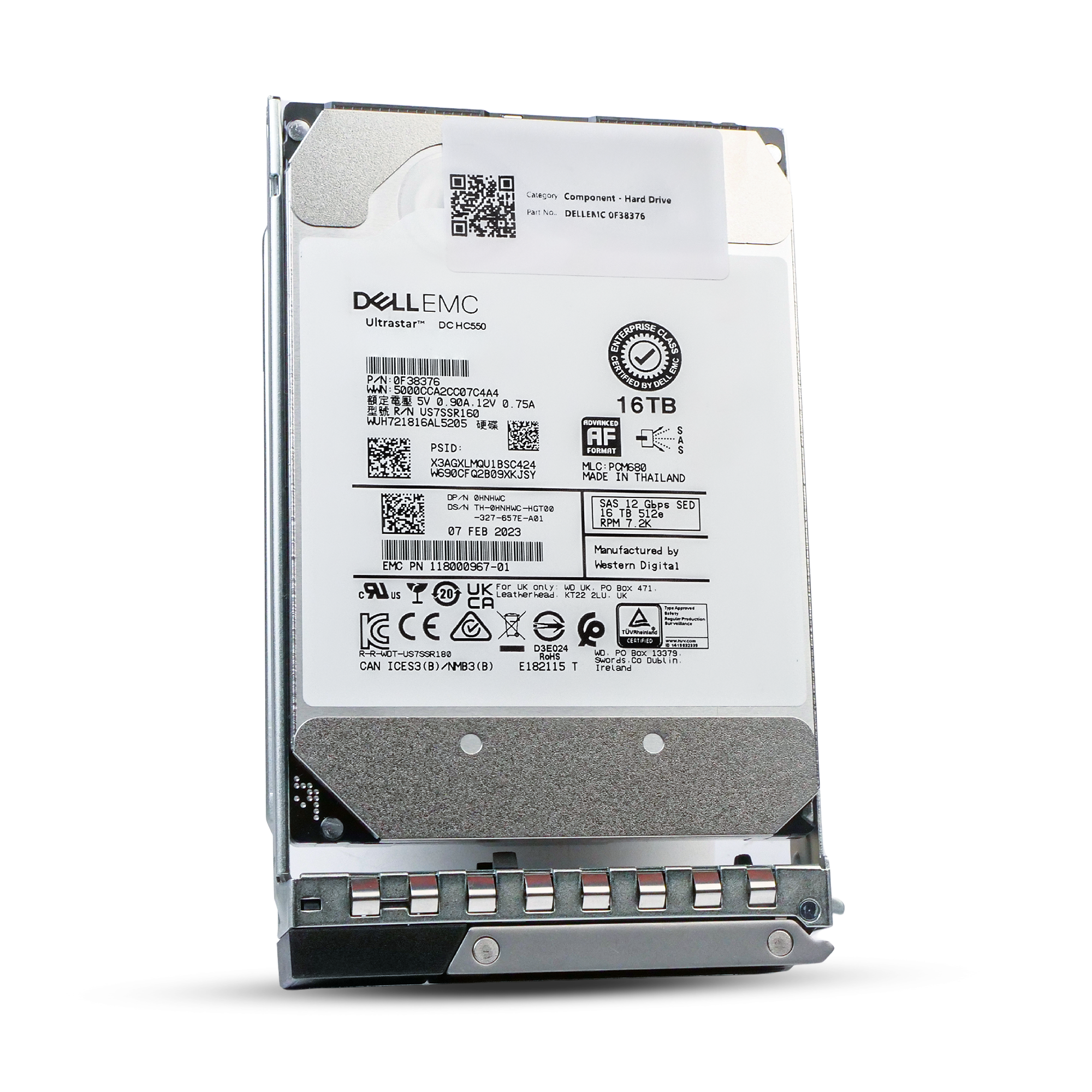 Dell G14 VF206 16TB 7.2K RPM SAS 12Gb/s 512e 3.5in Refurbished HDD