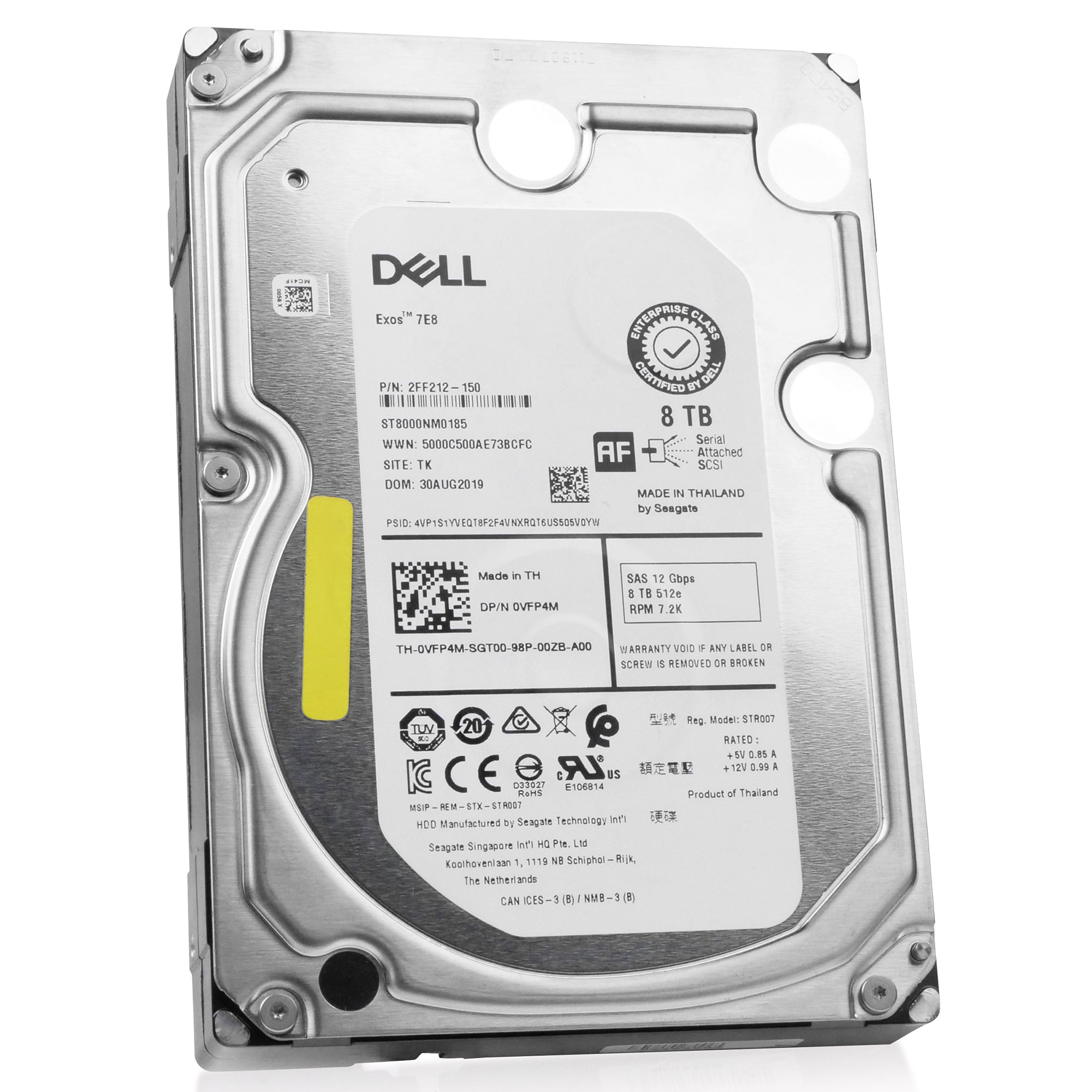 Dell/Seagate Exos 7E8 ST8000NM0185 0VFP4M 8TB 7.2K RPM SAS 12Gb/s 512e 256MB 3.5in Refurbished HDD