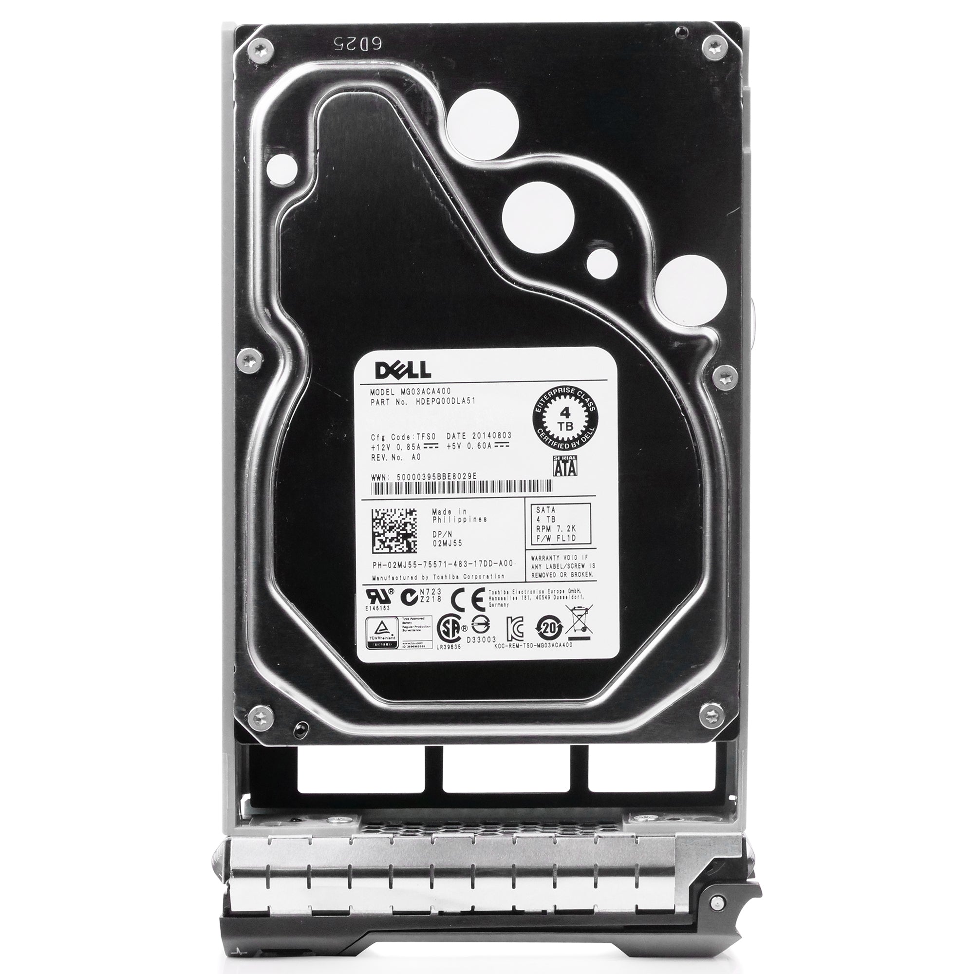 Dell G13 02MJ55 4TB 7.2K RPM SATA 6Gb/s 512e 64MiB 3.5in Refurbished HDD
