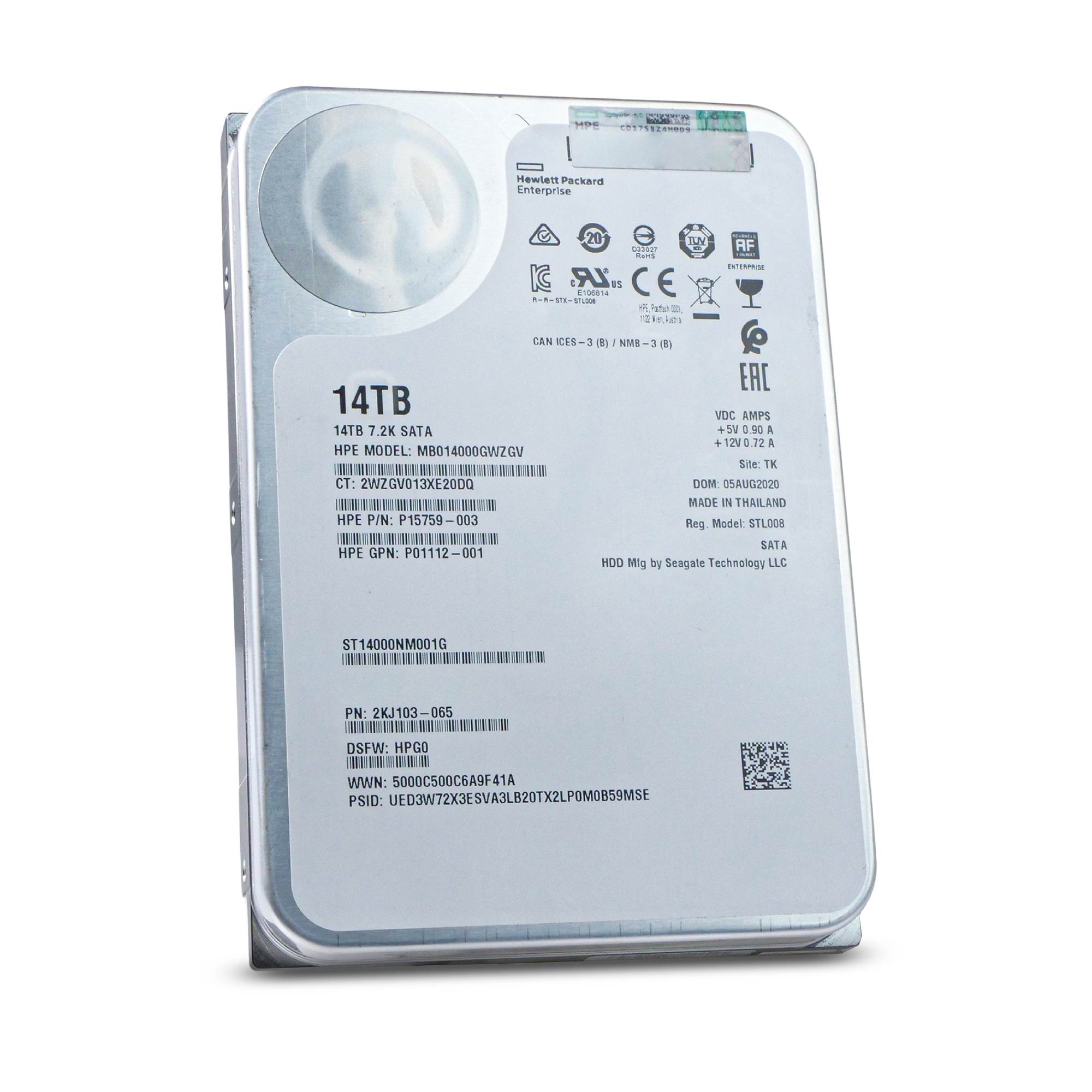 HP/Seagate Exos X16 ST14000NM001G 14TB 7.2K RPM SATA 6Gb/s 256MB 3.5in Refurbished HDD