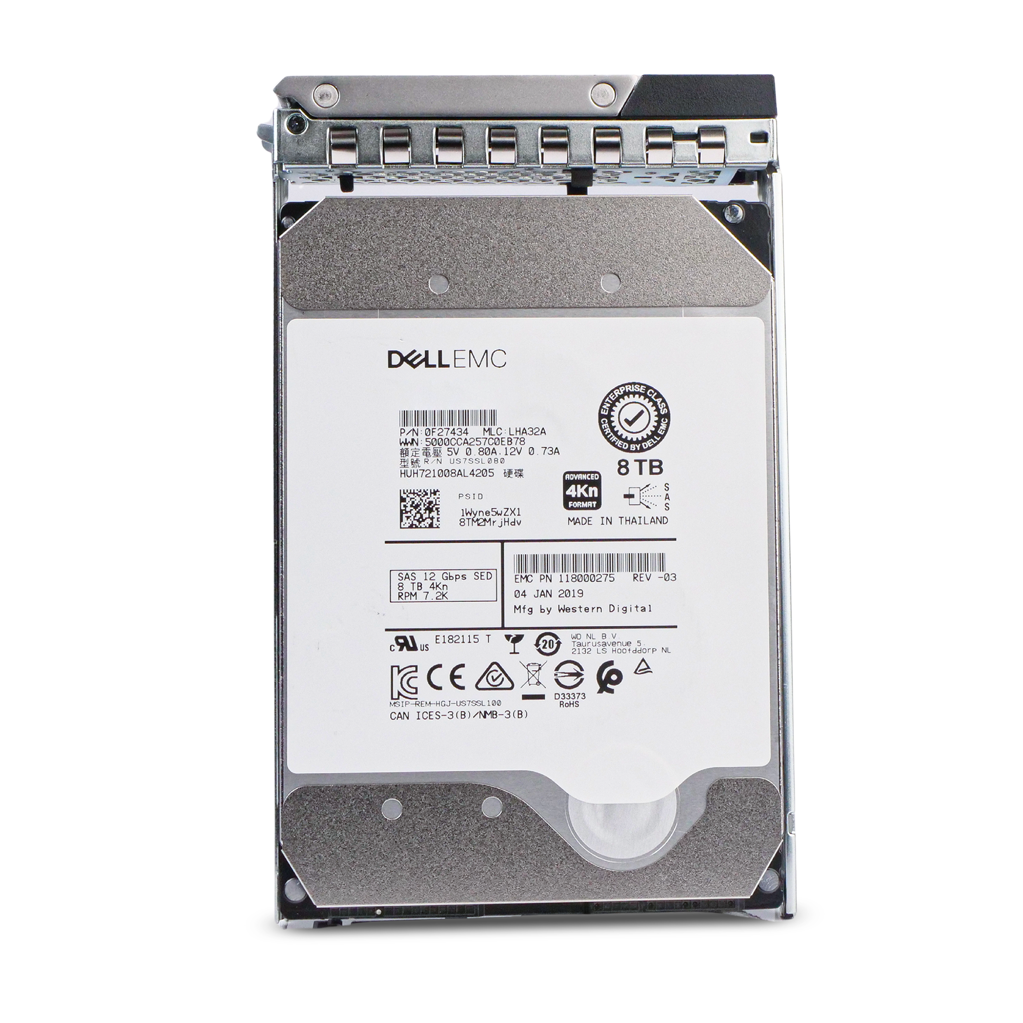 Dell G14 118000275 8TB 7.2K RPM SAS 12Gb/s 4Kn 256MB 3.5in Refurbished HDD