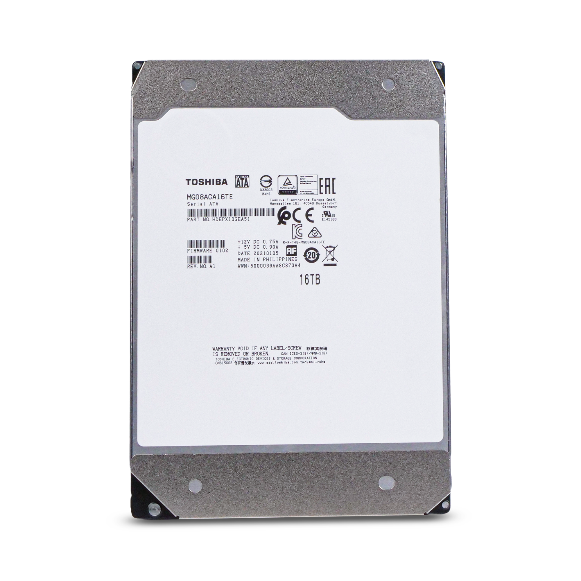Toshiba MG08 MG08ACA16TE 16TB 7.2K RPM SATA 6Gb/s 3.5in Refurbished HDD