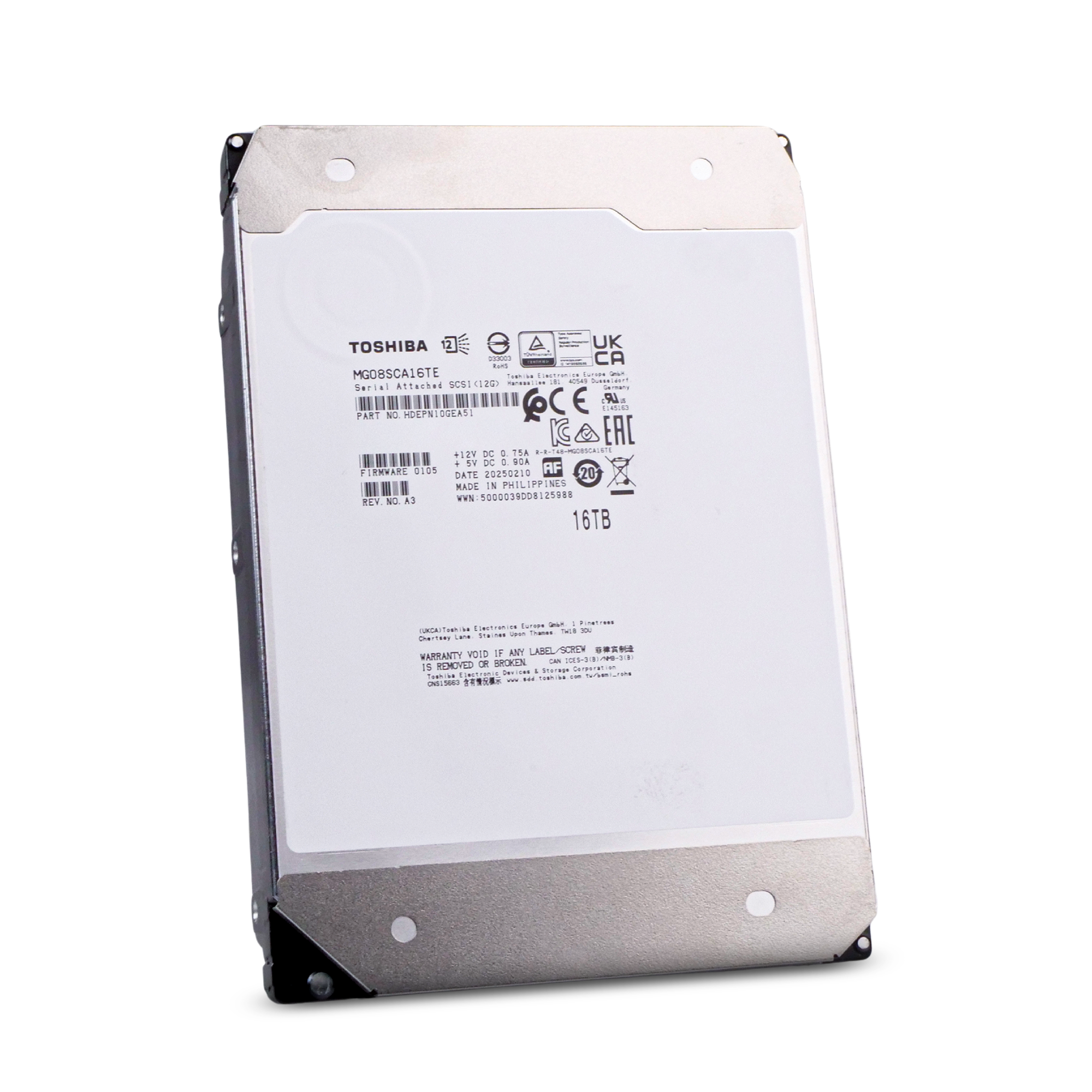 Toshiba MG08 MG08SCA16TE 16TB 7.2K RPM SAS 12Gb/s 512e 512MB 3.5in HDD