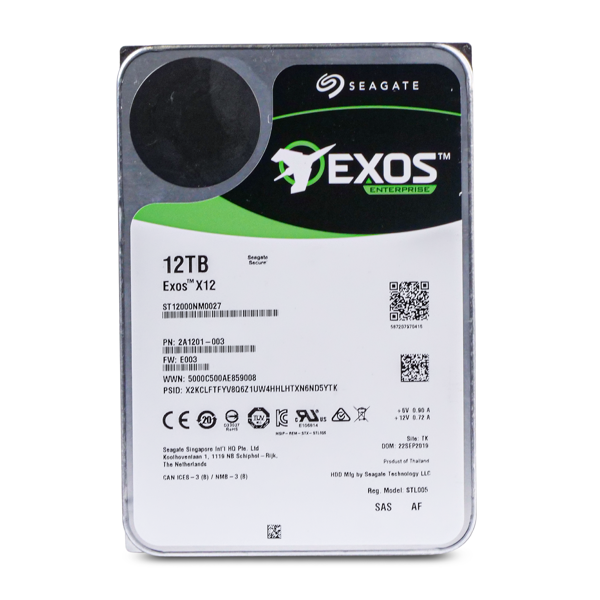 Seagate Exos X12 ST12000NM0027 12TB 7.2K RPM SAS 12Gb/s 512e/4Kn 256MB 3.5" FastFormat HDD