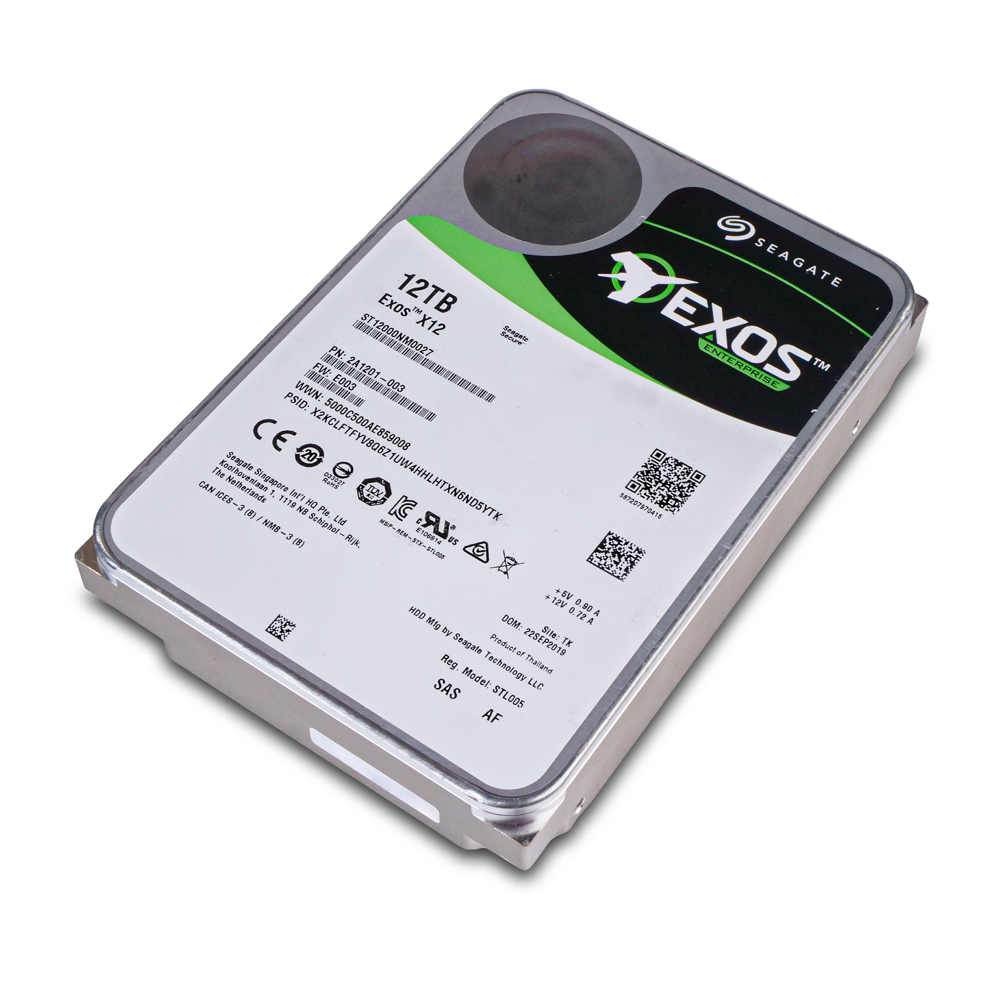 Seagate Exos X12 ST12000NM0027 12TB 7.2K RPM SAS 12Gb/s 512e/4Kn 256MB 3.5" FastFormat HDD