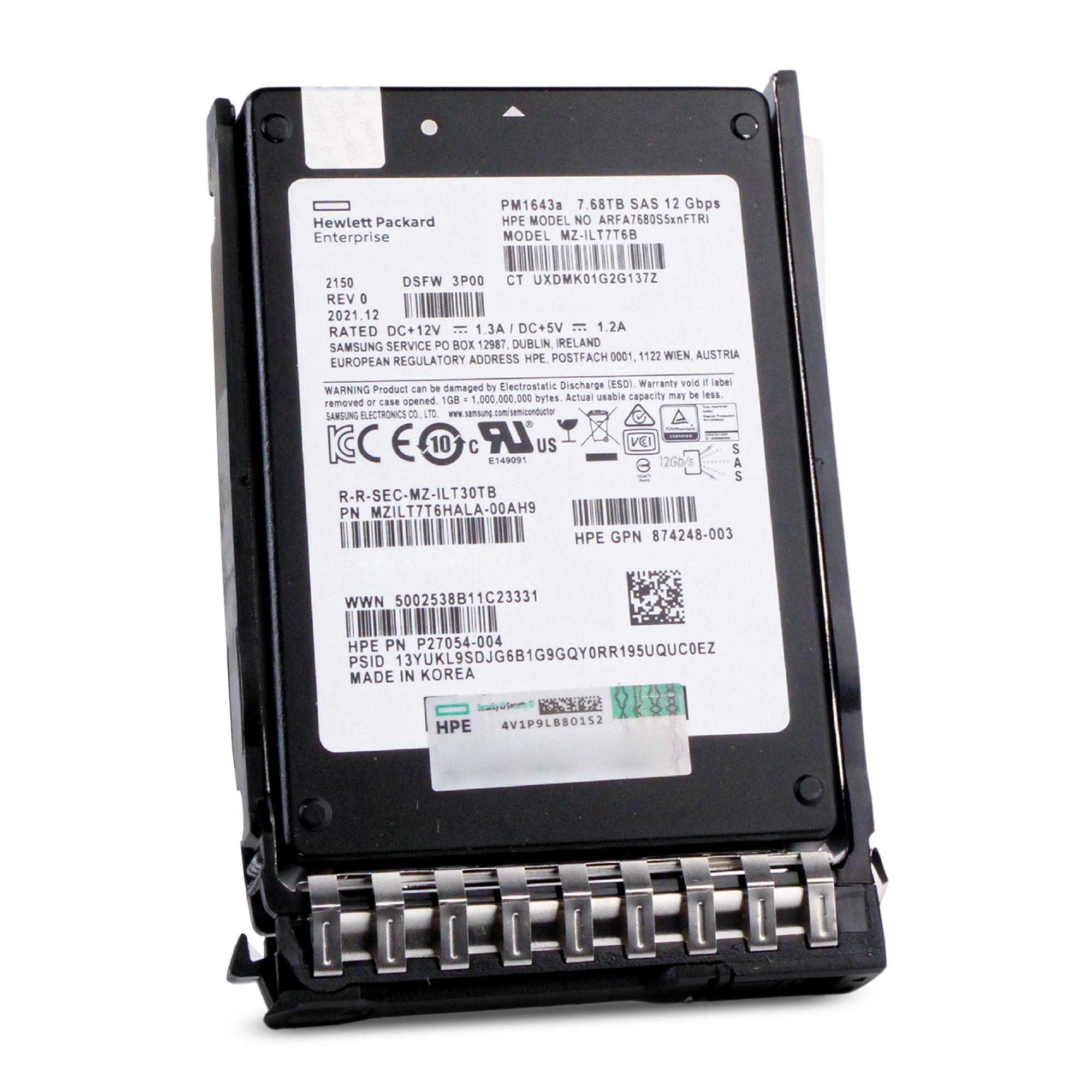 HP Generation 11 ARFA7680S5xnFTRI P27054-004 7.68TB 1 DWPD SAS 12Gb/s 3D TLC 2.5in Refurbished SSD