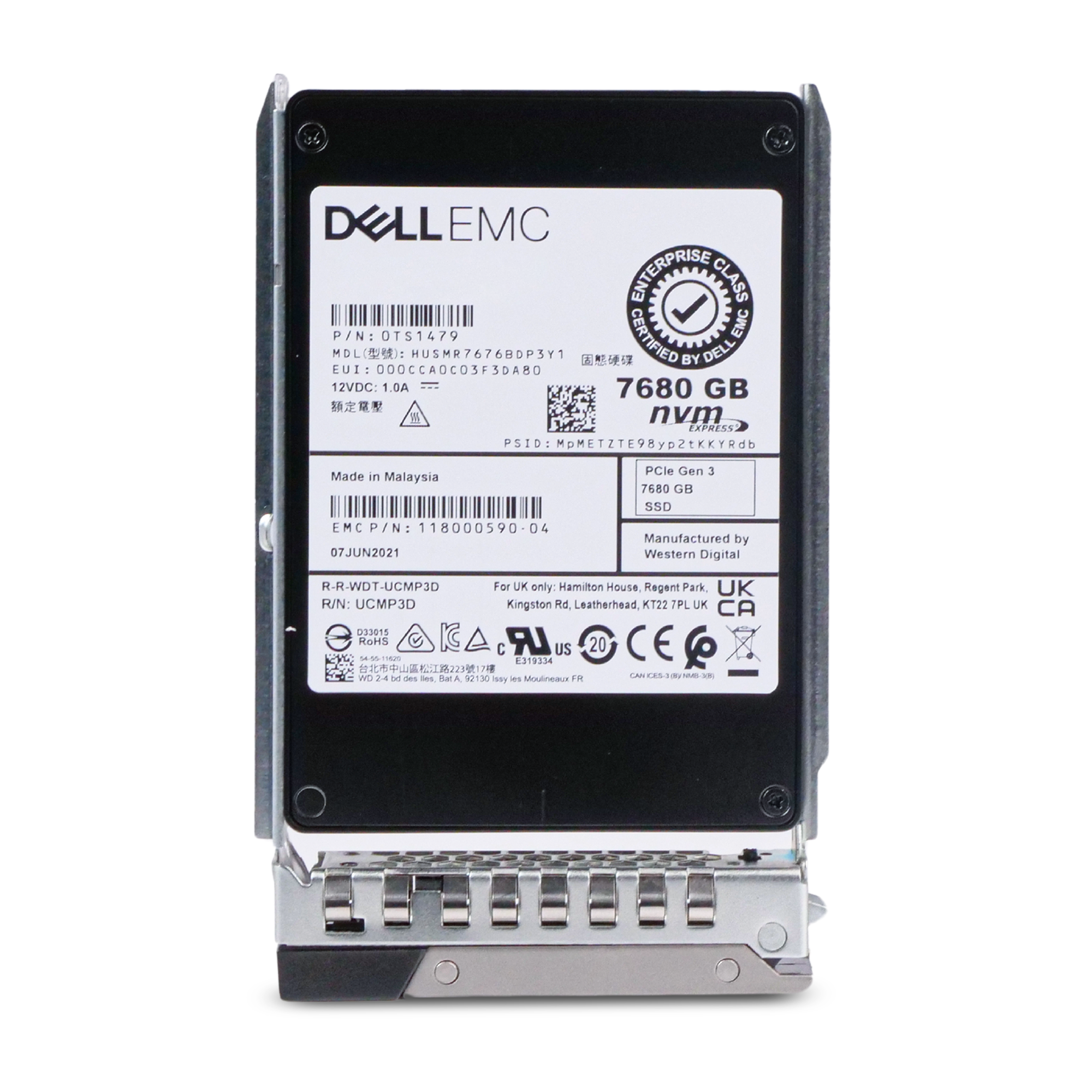 Dell G14 118000590-04 7.68TB 1 DWPD PCIe Gen 3.0 x4 4GB/s MLC U.2 NVMe 2.5in Refurbished SSD