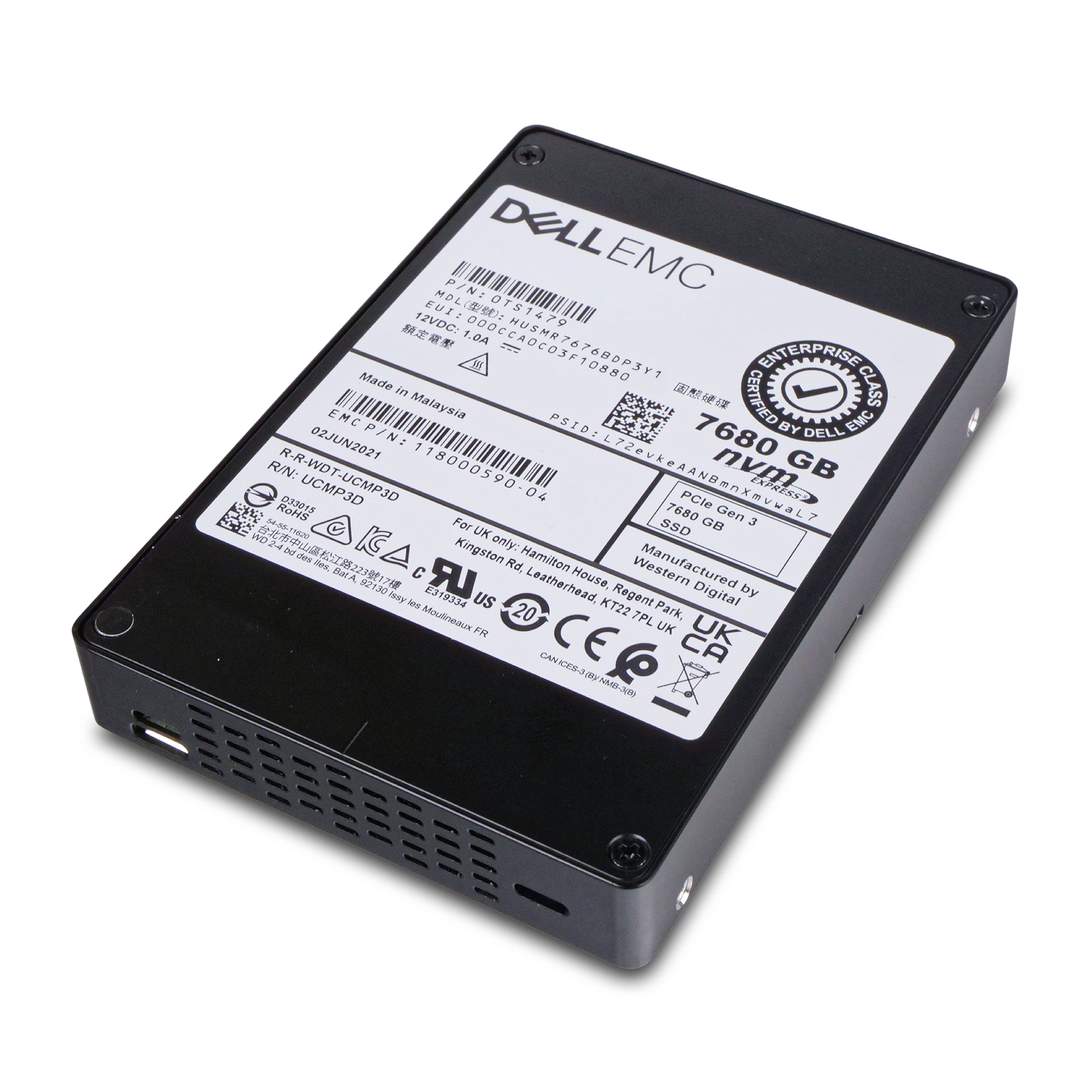 Dell/Western Digital Ultrastar DC SN200 HUSMR7676BDP3Y1 0TS1479 7.68TB 1 DWPD PCIe Gen 3.0 x4 4GB/s MLC U.2 NVMe 2.5in Refurbished SSD