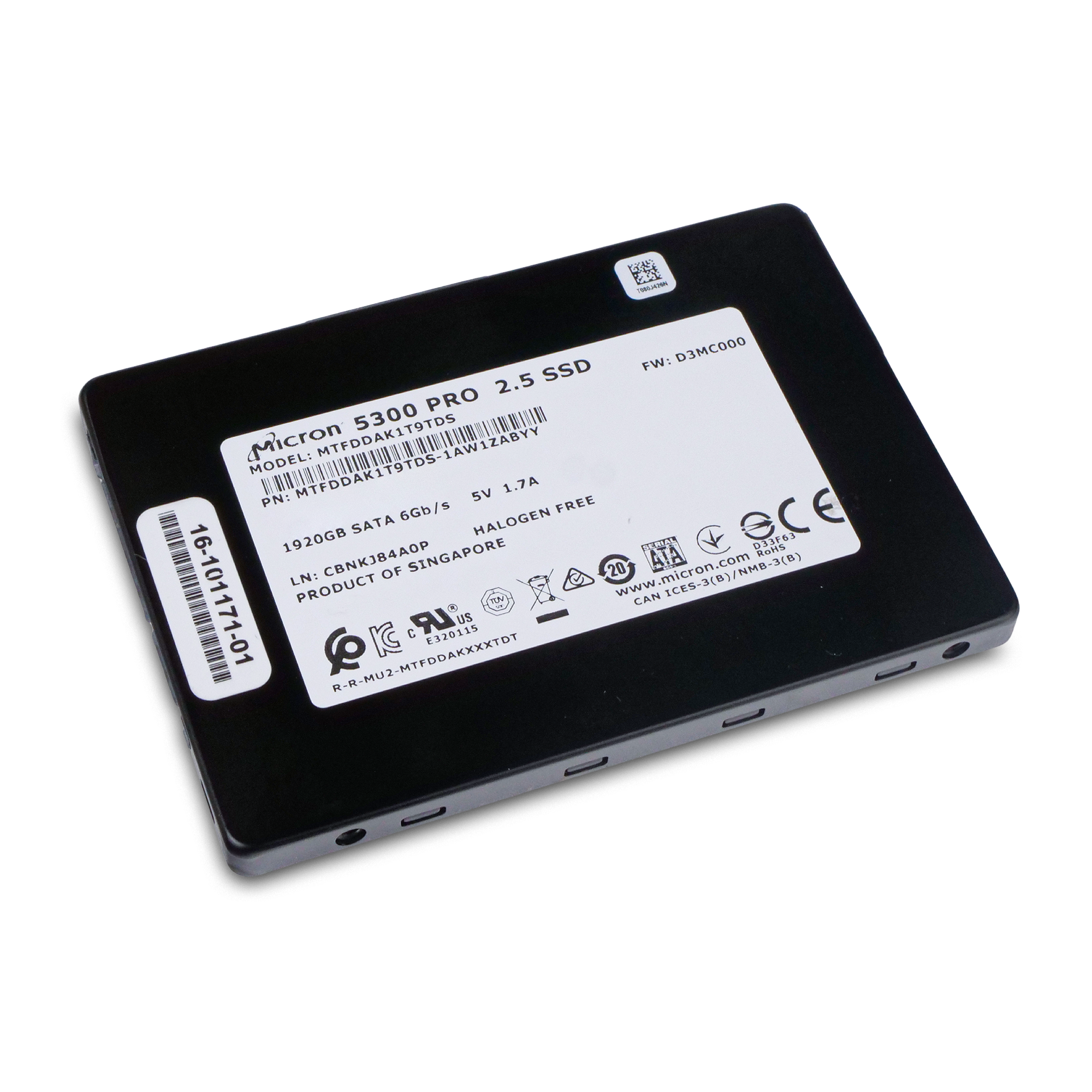 Micron 5300 Pro MTFDDAK1T9TDS 1.92TB SATA 6Gb/s 1.5 DWPD 3D TLC 2.5in Refurbished SSD
