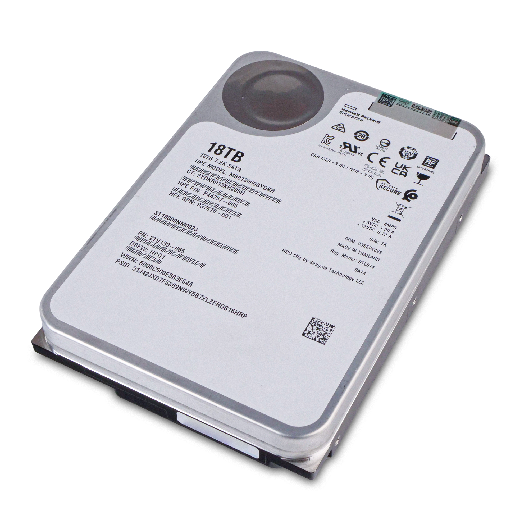 HP/Seagate Exos X18 ST18000NM002J 18TB 7.2K RPM SATA 6Gb/s 512e 256MB 3.5in HDD