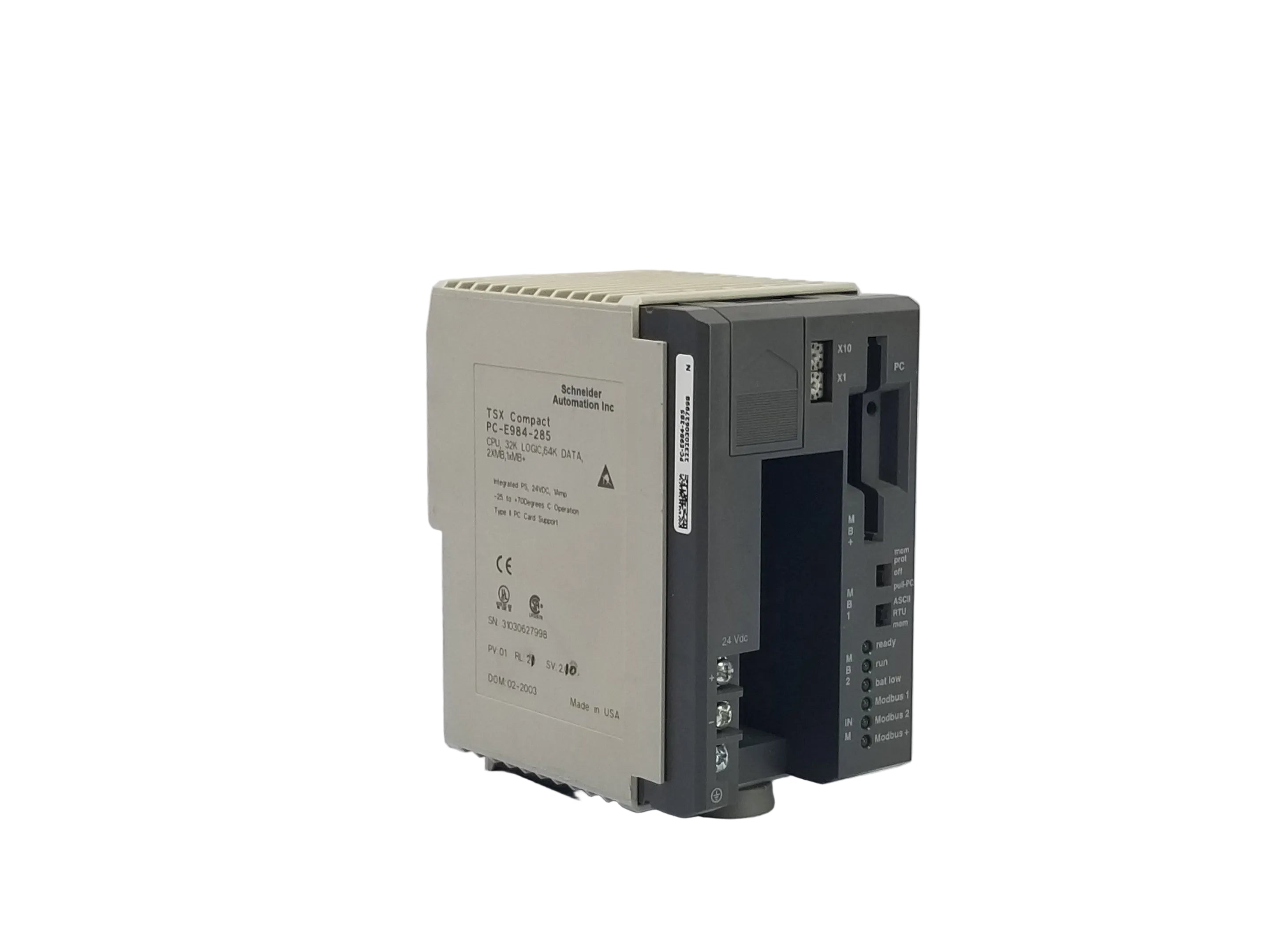 Schneider Electric PC-E984-285 Modicon TSX Compact PLC CPU 1MB with Modbus and Modbus Plus