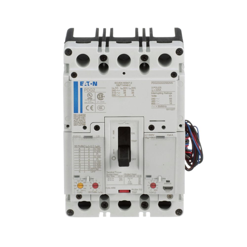 Eaton PDG23G0100B2NL Power Defense 100A 3-Pole Molded Case Circuit Breaker 600Vac