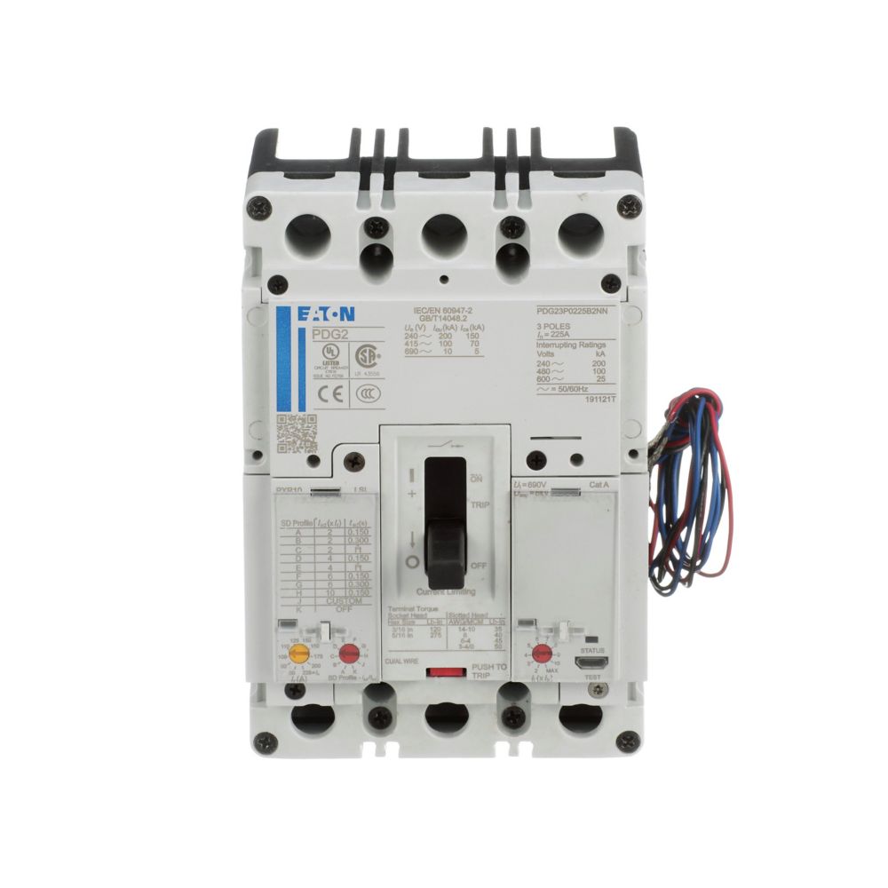 Eaton PDG23M0225B2NL Power Defense 225A 3-Pole Molded Case Circuit Breaker 600Vac