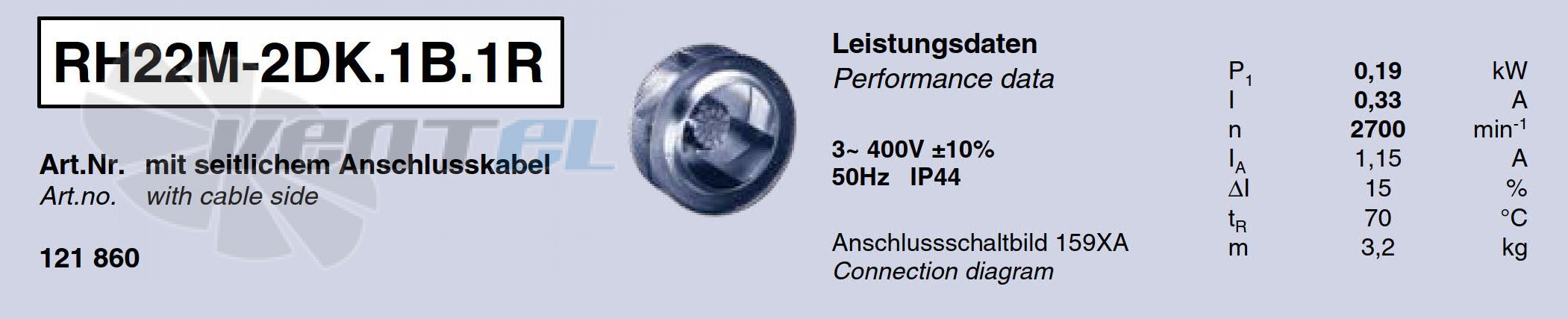 RH22M-2DK.1B.1R ZIEHL-ABEGG centrifugal fan 3-400V 60HZ