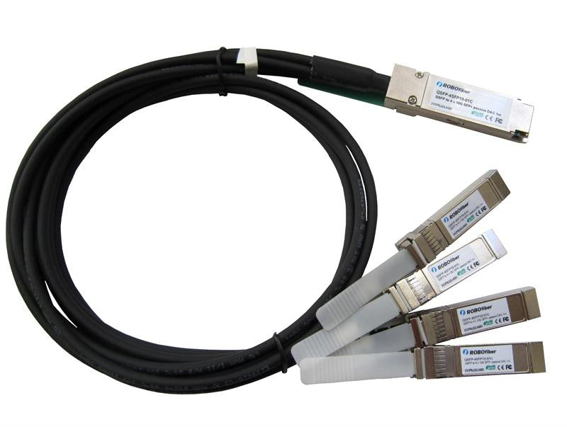 QSFP+ 40G to 4 SFP+ 10G quad fan-out passive copper DAC direct attach cable 1m length