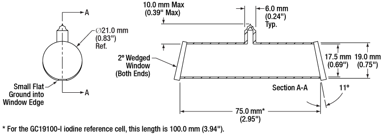T-GC19075-RB - Rubidium Quartz Reference Cell, Ø19 mm x 75 mm