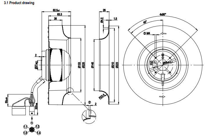 R2E225-AT52-19 ebmpapst FAN 400 VAC 185 W