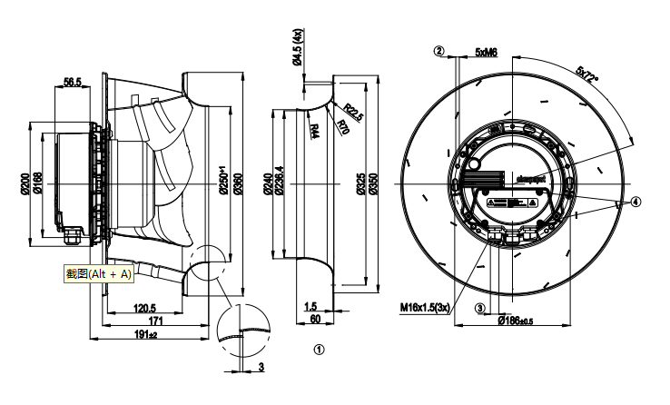 R3G355-Al56-01 ebm-papst Fan 380-400V