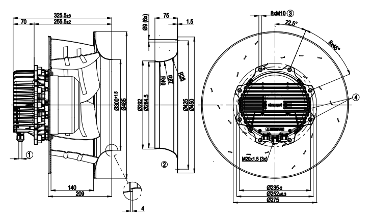 R3G450-AT09-03 Ebm-papst centrifugal fan Motor M3G150-FF