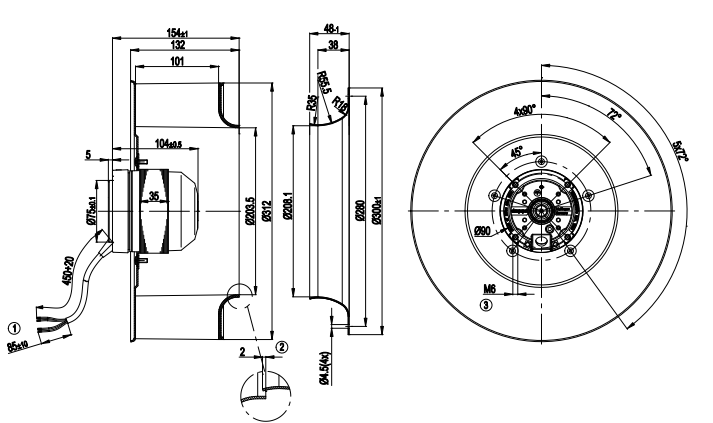 R4E310-AF12-05 Ebmpapst AC Centrifugal Fan 230V 105/150W 1430/1670Rpm 0.47/0.67A